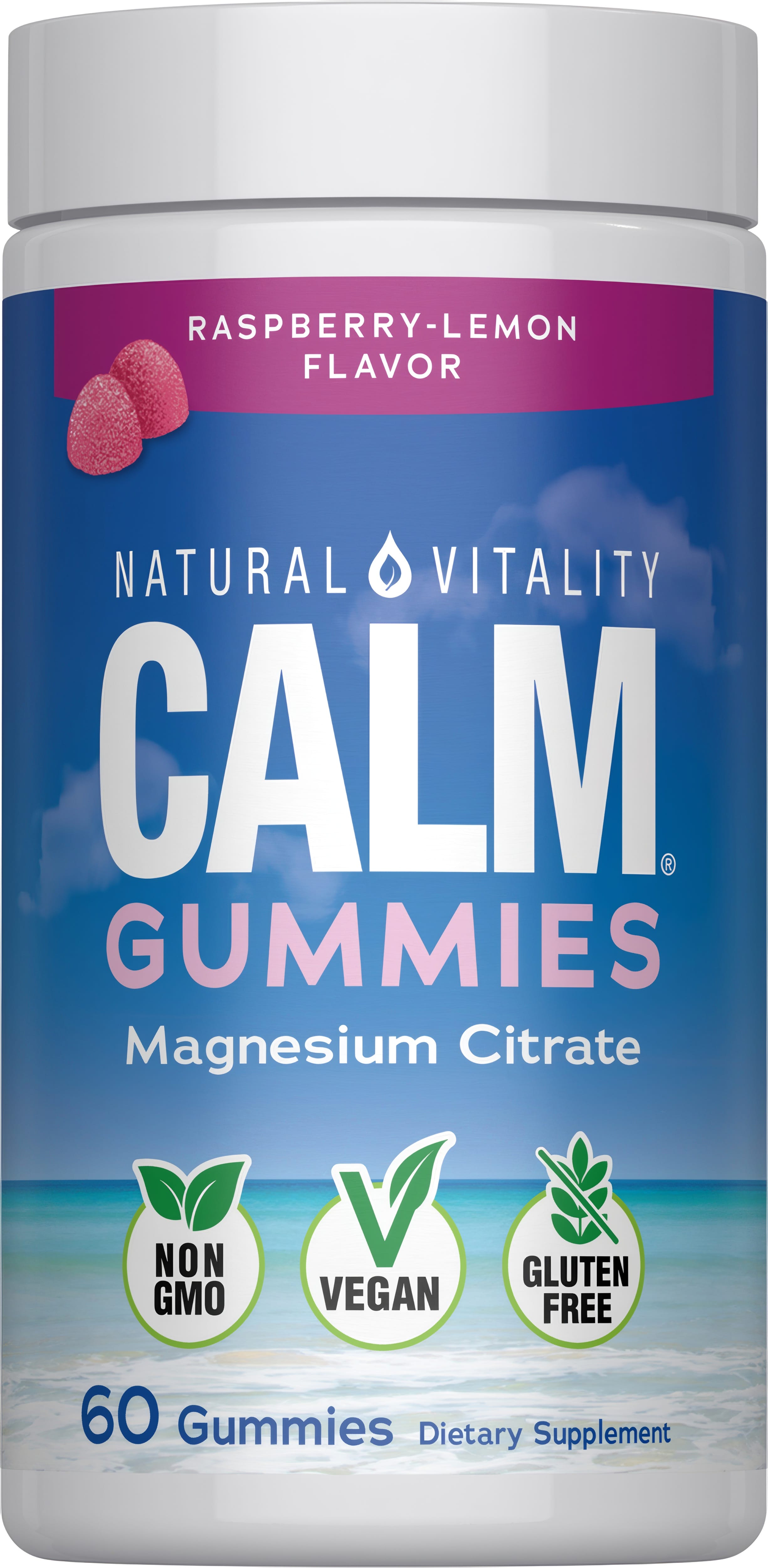 Цитрат магнію, Natural Vitality CALM Magnesium Supplement, 330 мг, 60 жувальних цукерок (Малина, Лимон)
