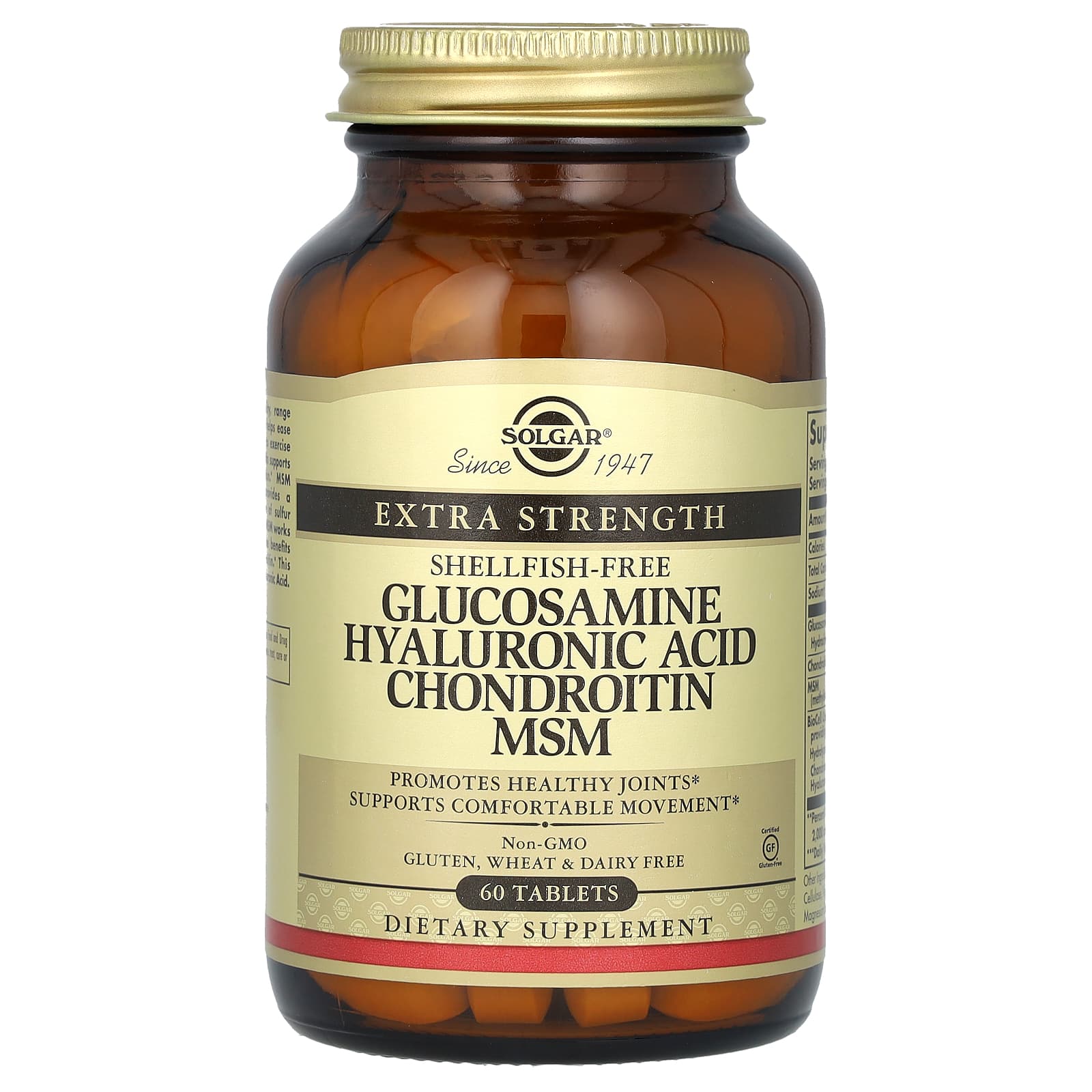 Глюкозамін, гіалуронова кислота, хондроїтин та МСМ, Solgar Glucosamine Hyaluronic Acid Chondroitin MSM, 60 таблеток