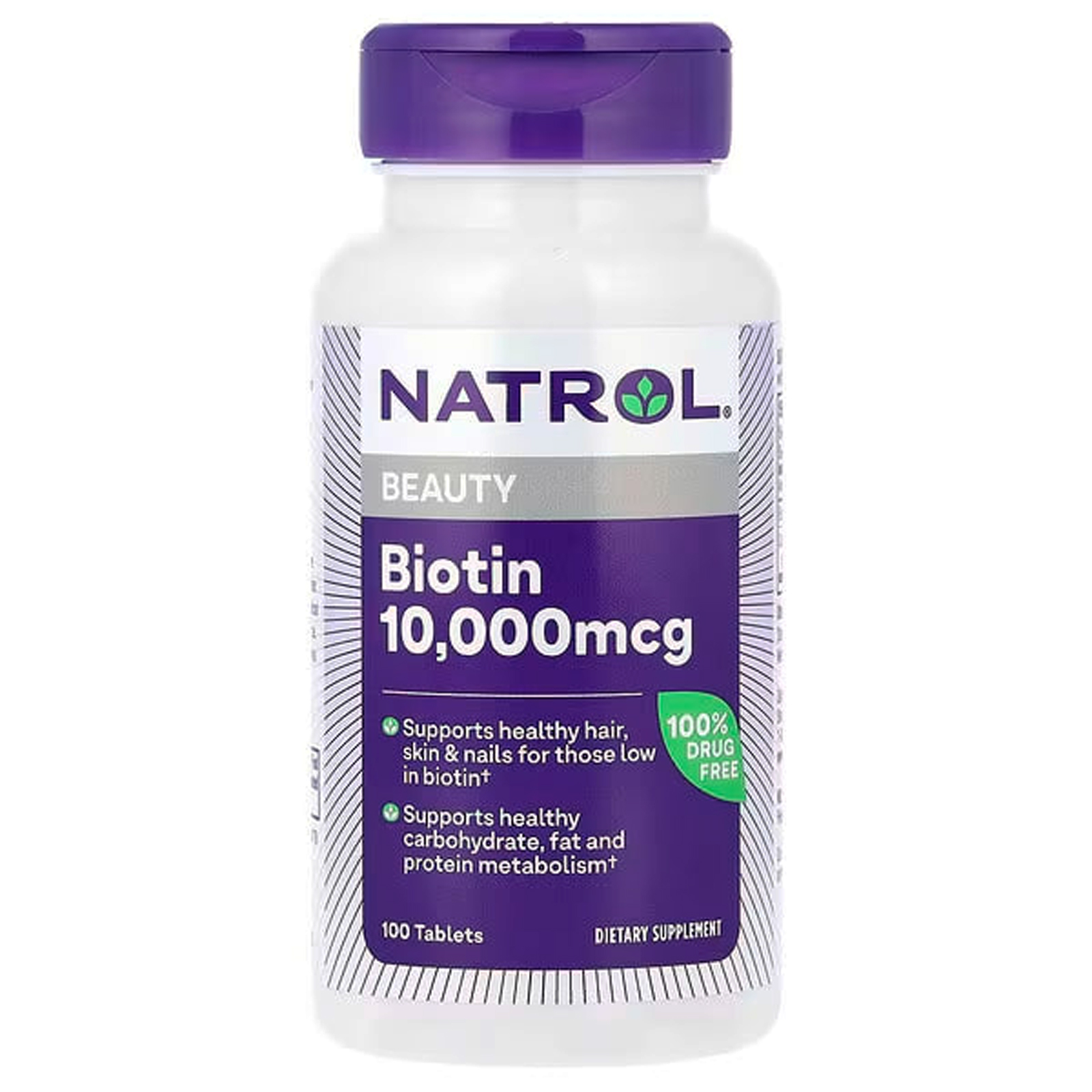 Біотин, Natrol Biotin, 10000 мкг, 100 таблеток