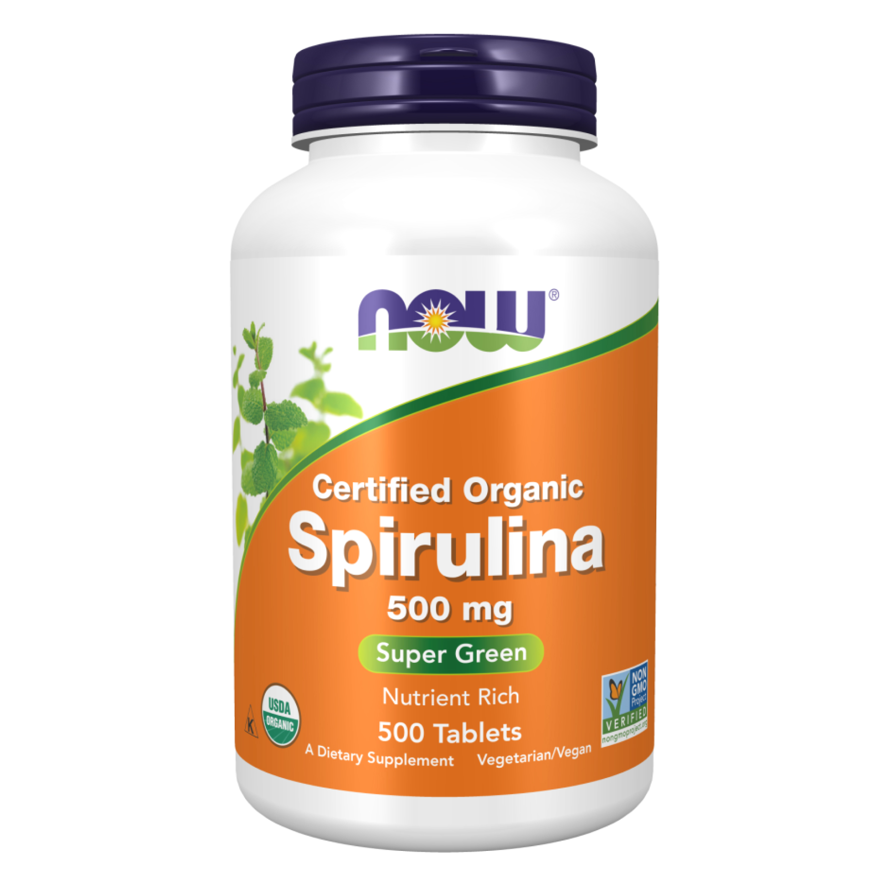 Спіруліна, Now Foods Certified Organic Spirulina, 500 мг, 500 таблеток