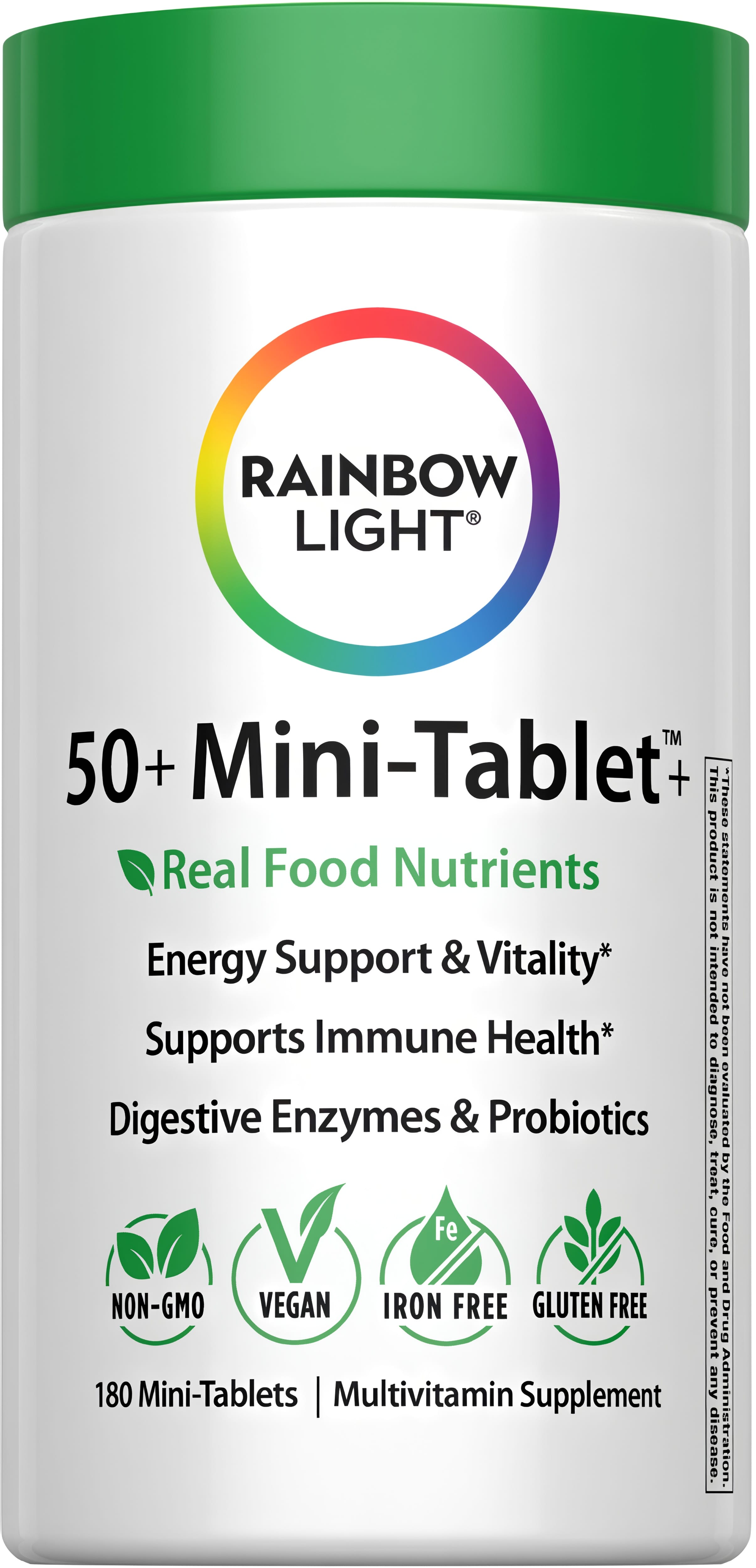 Мультивітаміни для дорослих 50+, Rainbow Light Adult 50+ Mini-Tablet Food-Based Multivitamin, 180 міні-таблеток