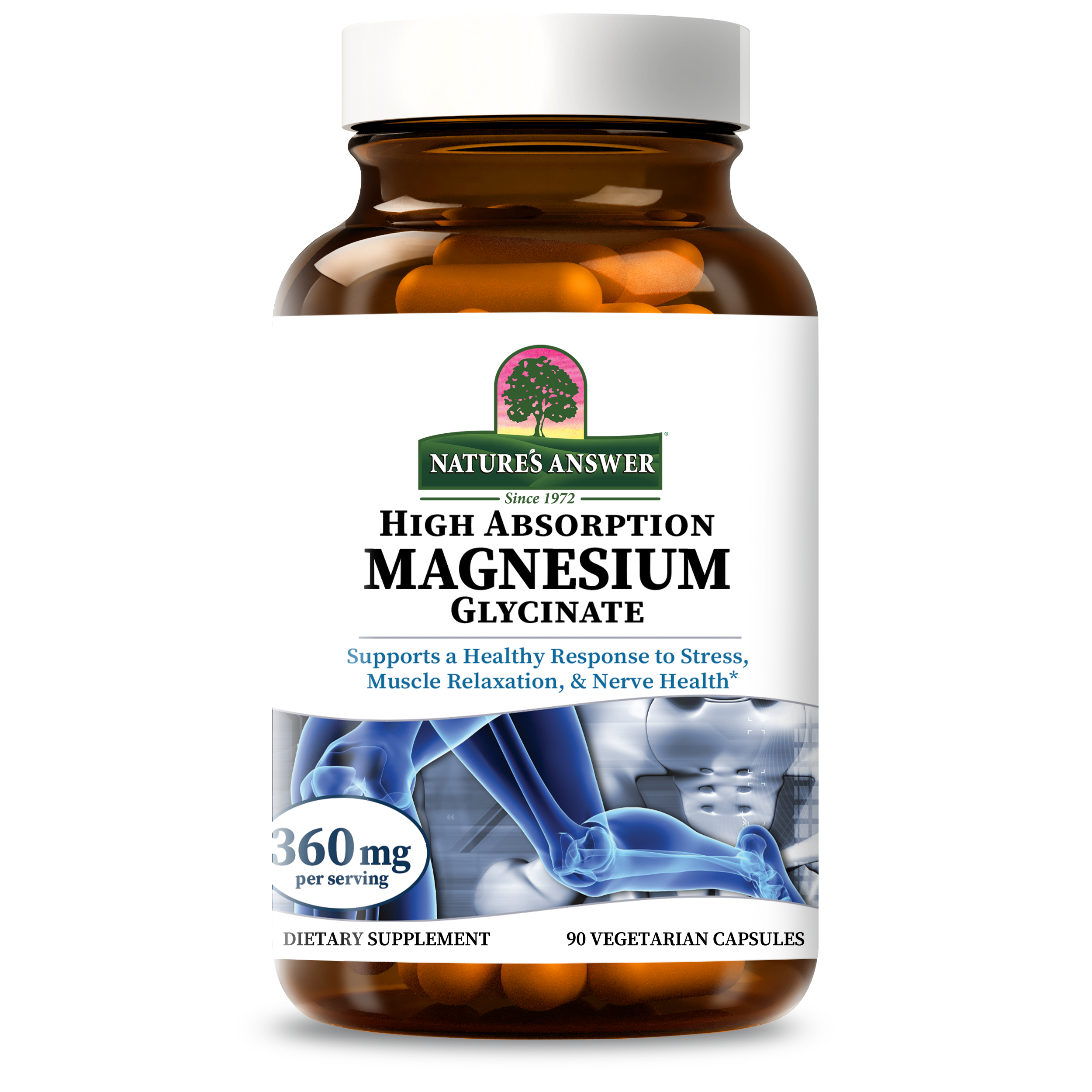 Магній гліцинат, Nature's Answer Magnesium Glycinate, High Absorption, 120 мг, 90 вегетаріанських капсул