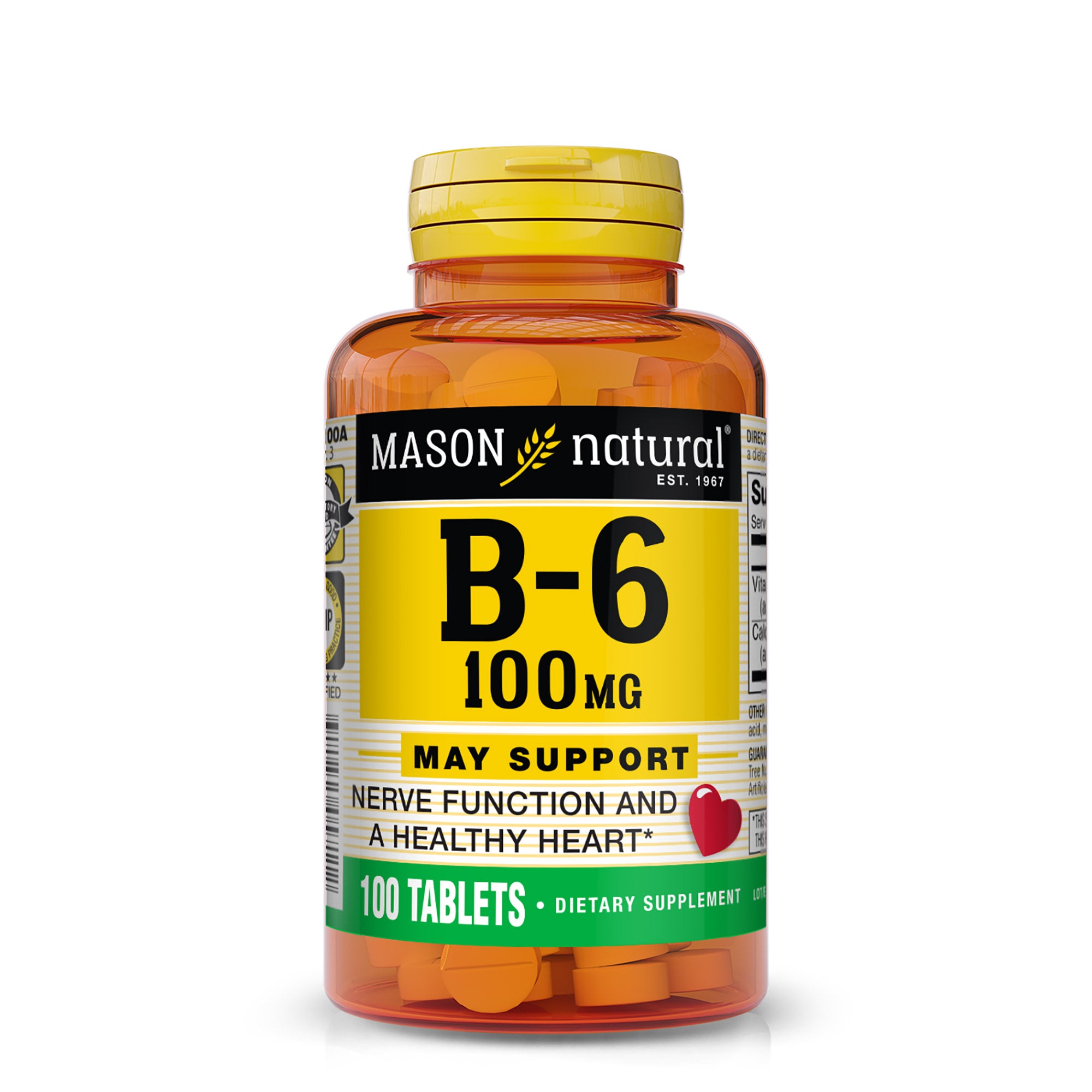 Вітамін B6, Mason Natural Vitamin B6, 100 мг, 100 таблеток