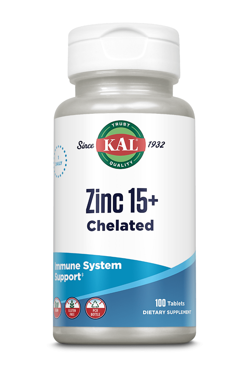 Цинк хелатний, Kal Zinc 15+ Chelated, 15 мг, 100 таблеток
