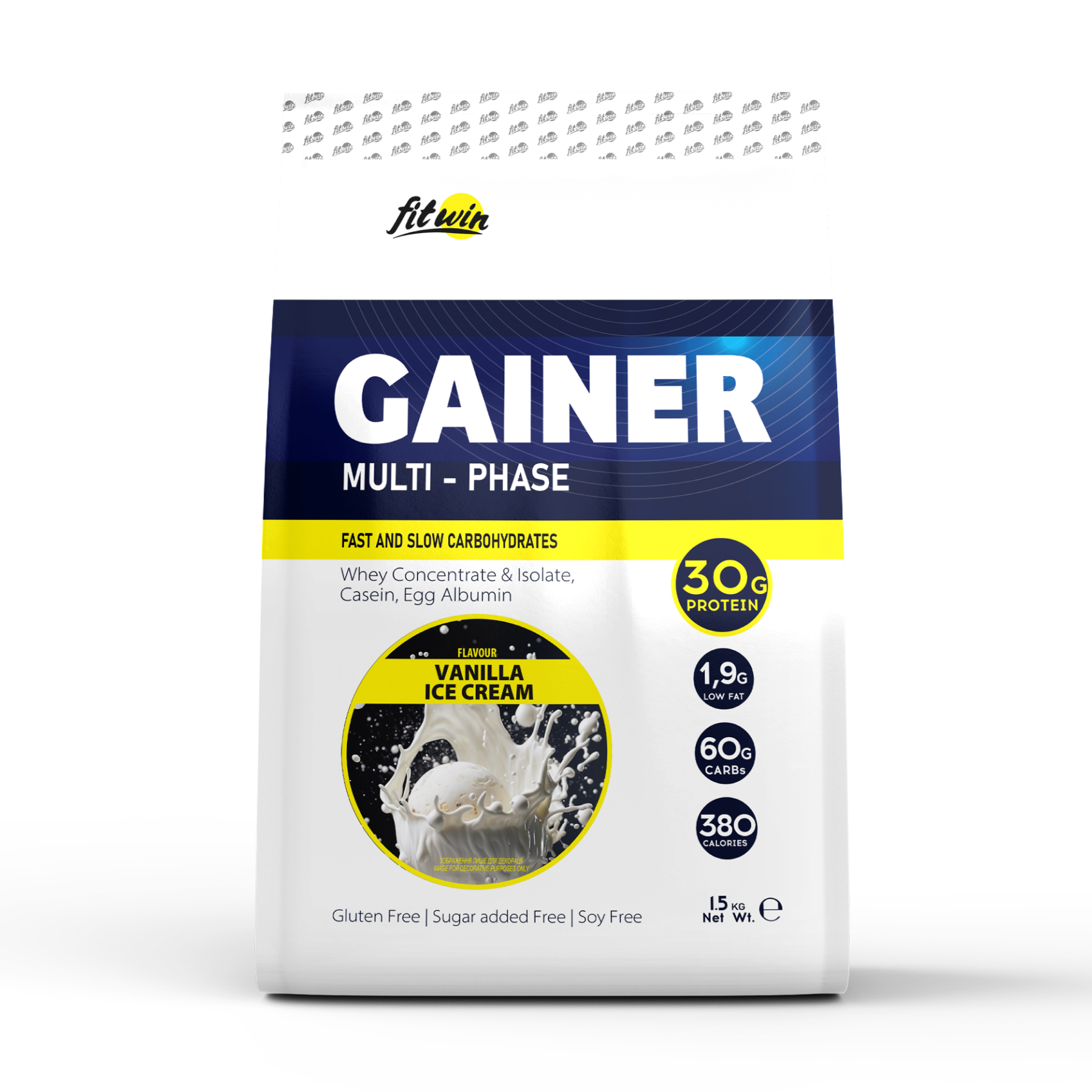 Гейнер, FitWin Gainer, 1500 г (Ванільне морозиво)
