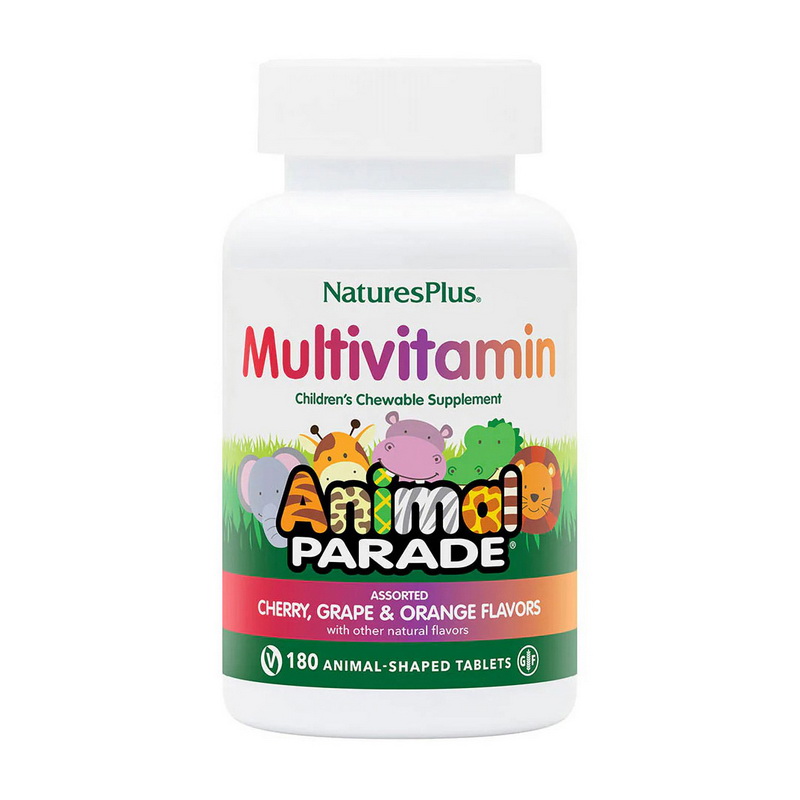 Мультивітаміни для дітей, Natures Plus Animal Parade Multivitamin, 180 жувальних таблеток (Виноград)