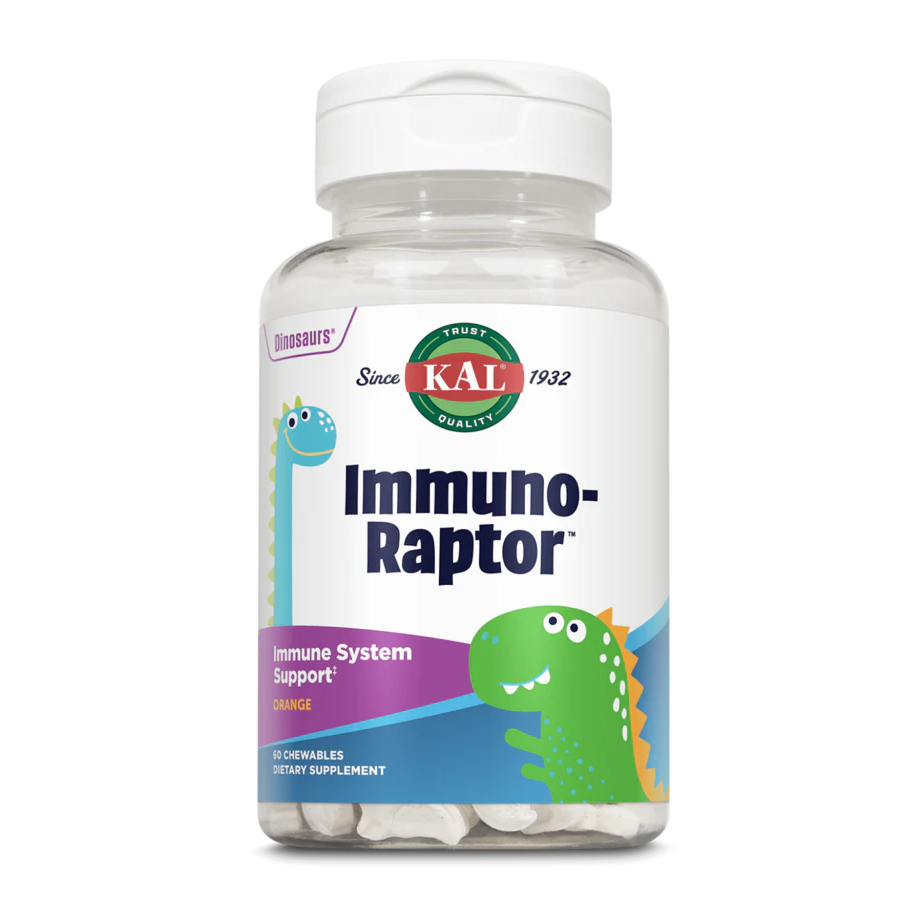 Мультивітаміни для імунної підтримки, Kal Immuno-Raptor, 60 жувальних таблеток (Апельсин)