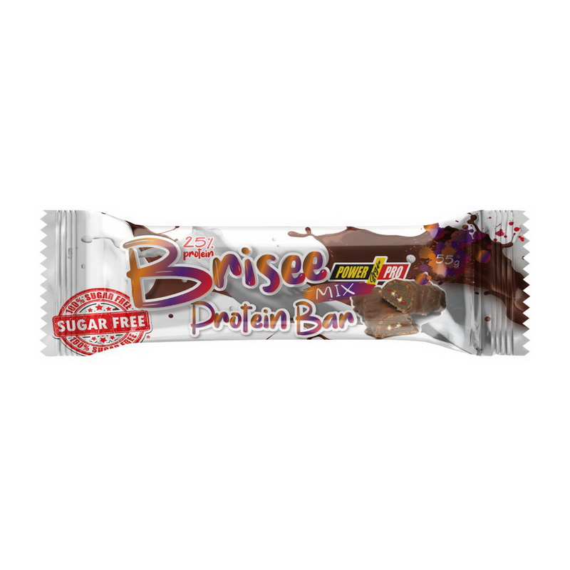 Протеїновий батончик, Power Pro Brisee Protein Bar 25% sugar free, 55 г (Мікс)