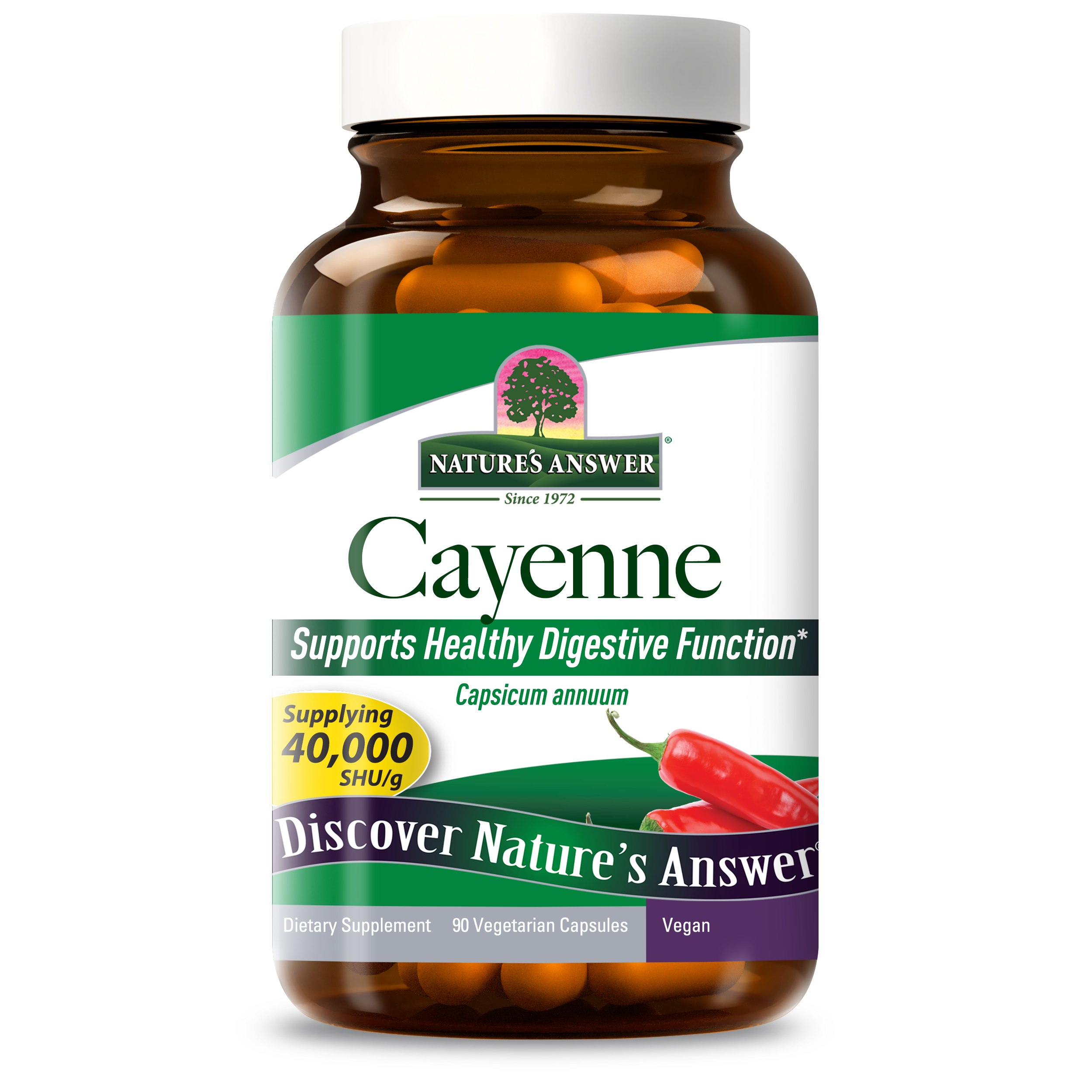 Кайєнський перець, Nature's Answer Cayenne, 90 вегетаріанських капсул
