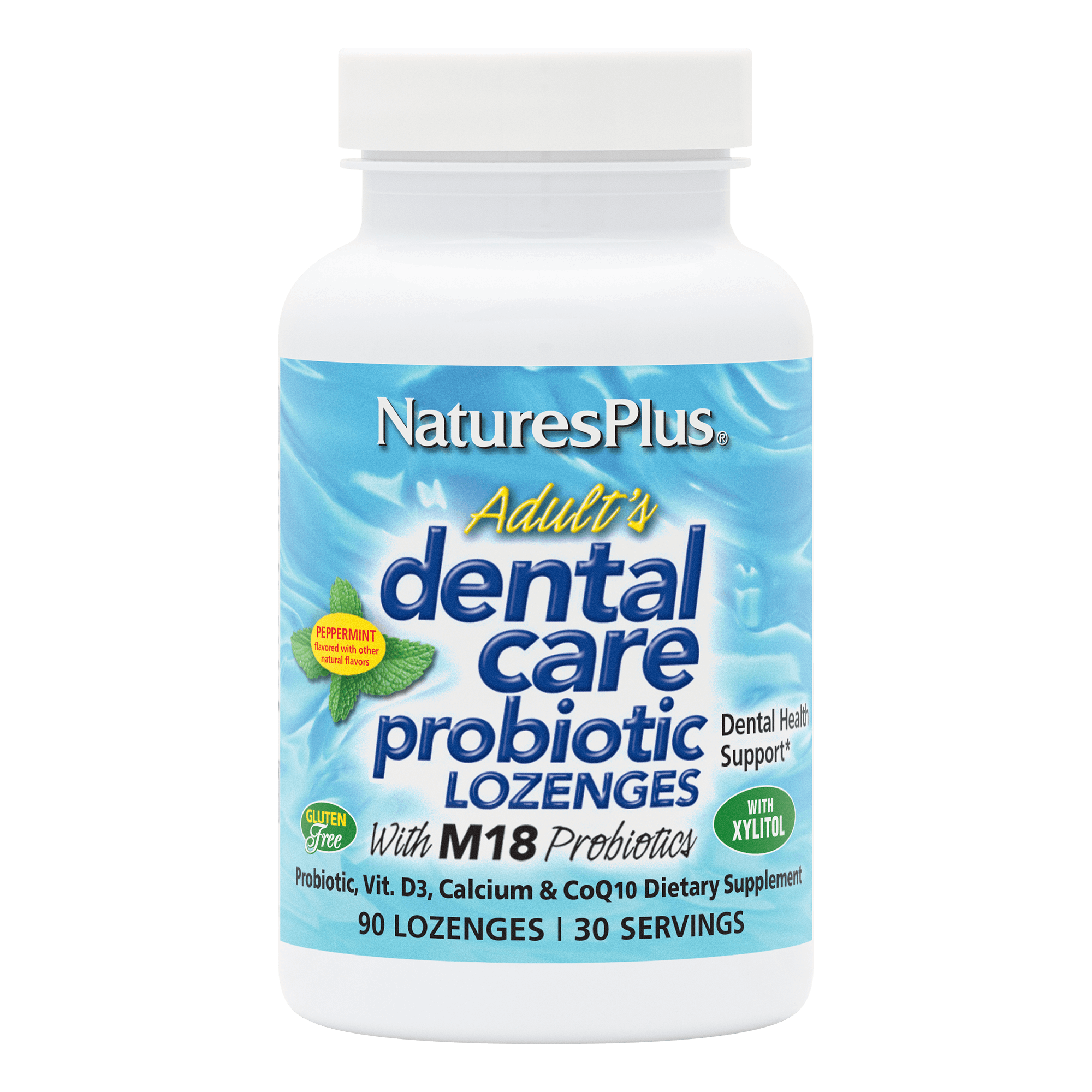 Пробіотик для здоров'я зубів та ротової порожнини, Natures Plus Adult Dental Care Probiotic With M18, 60 таблеток (М’ята)