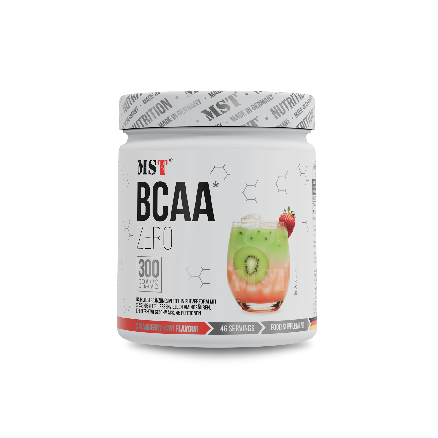 Амінокислоти BCAA, MST BCAA Zero, 300 г (Полуниця-ківі)