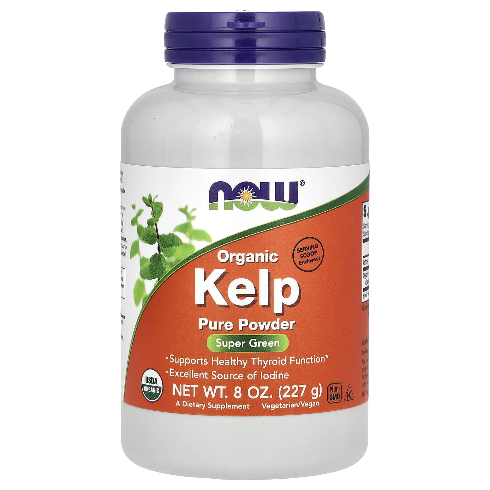 Бурі морські водорості ламінарія, Now Foods Organic Kelp Pure Powder, 227 г