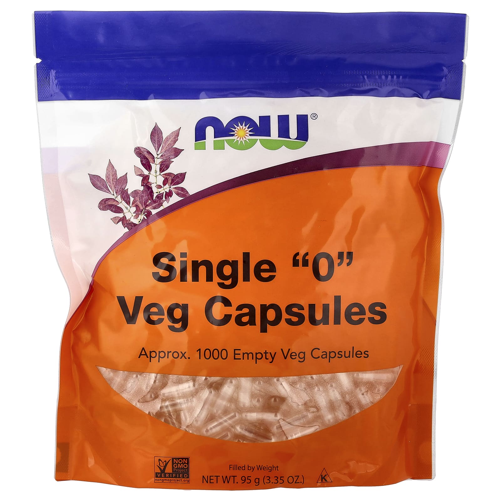 Порожні капсули, Now Foods Single "0" Veg Capsules, 1000 вегетаріанських капсул