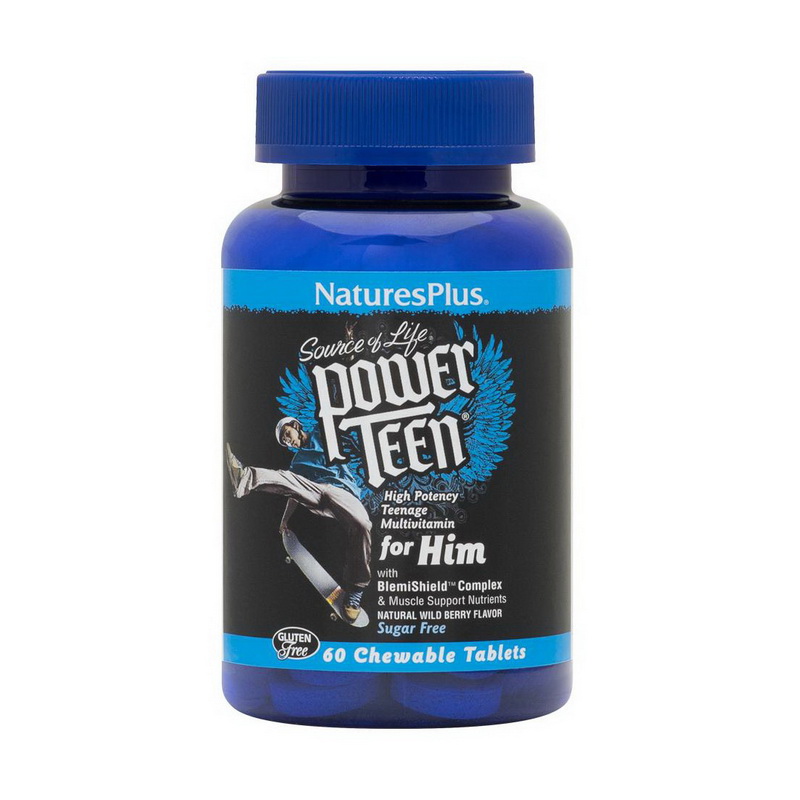 Мультивітаміни для підлітків, Natures Plus Power Teen for Him multivitamin, 60 таблеток (Лісові ягоди)