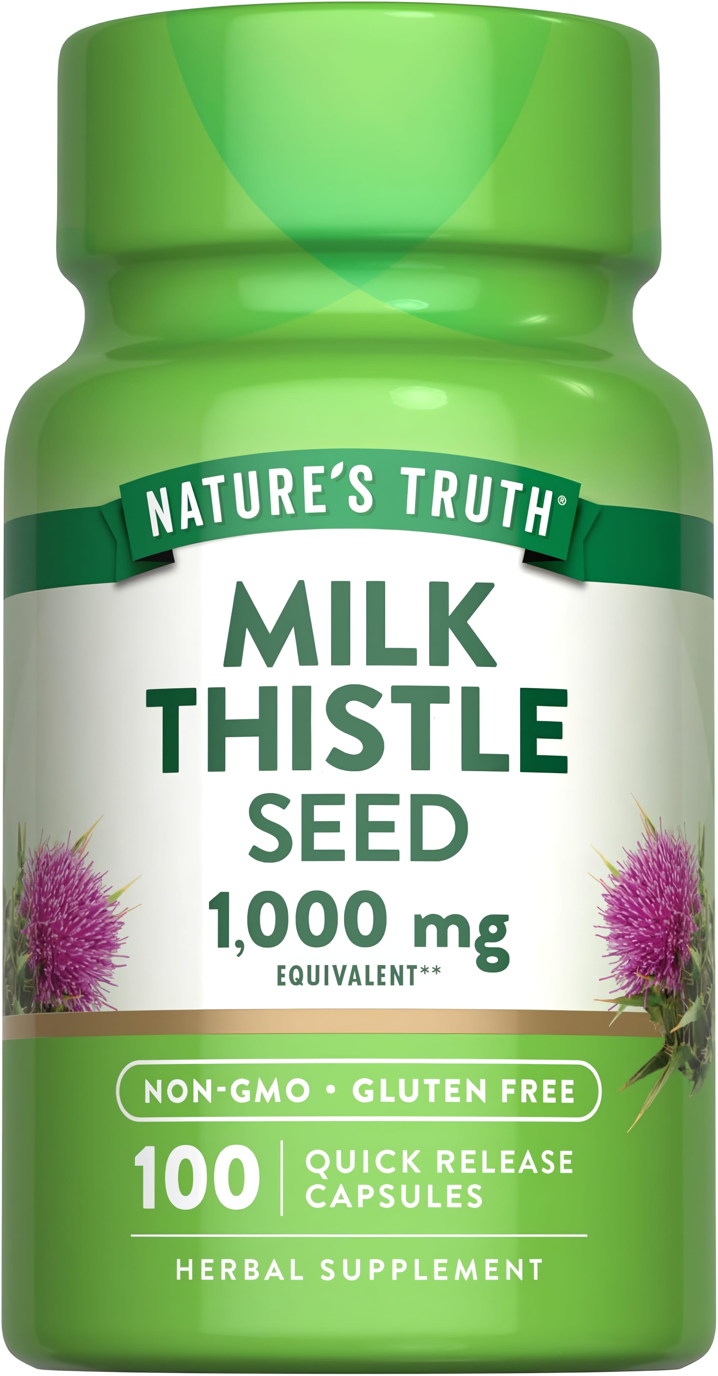 Розторопша, Milk Thistle Seed Extract, Nature's Truth, екстракт насіння, 1000 мг, 100 швидкодіючих капсул