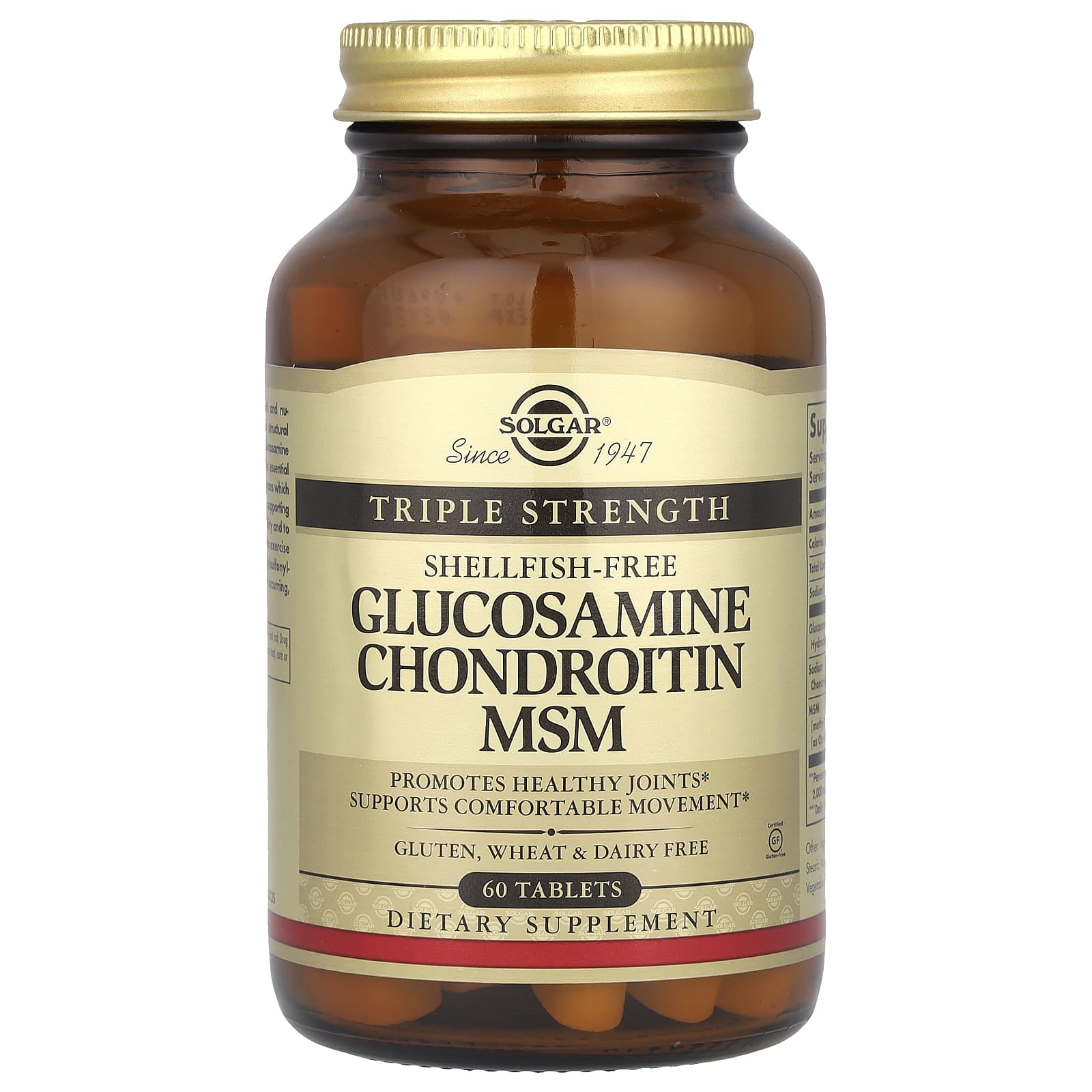 Глюкозамин хондроитин МСМ, Solgar Glucosamine Chondroitin MSM Triple Strength, 60 таблеток