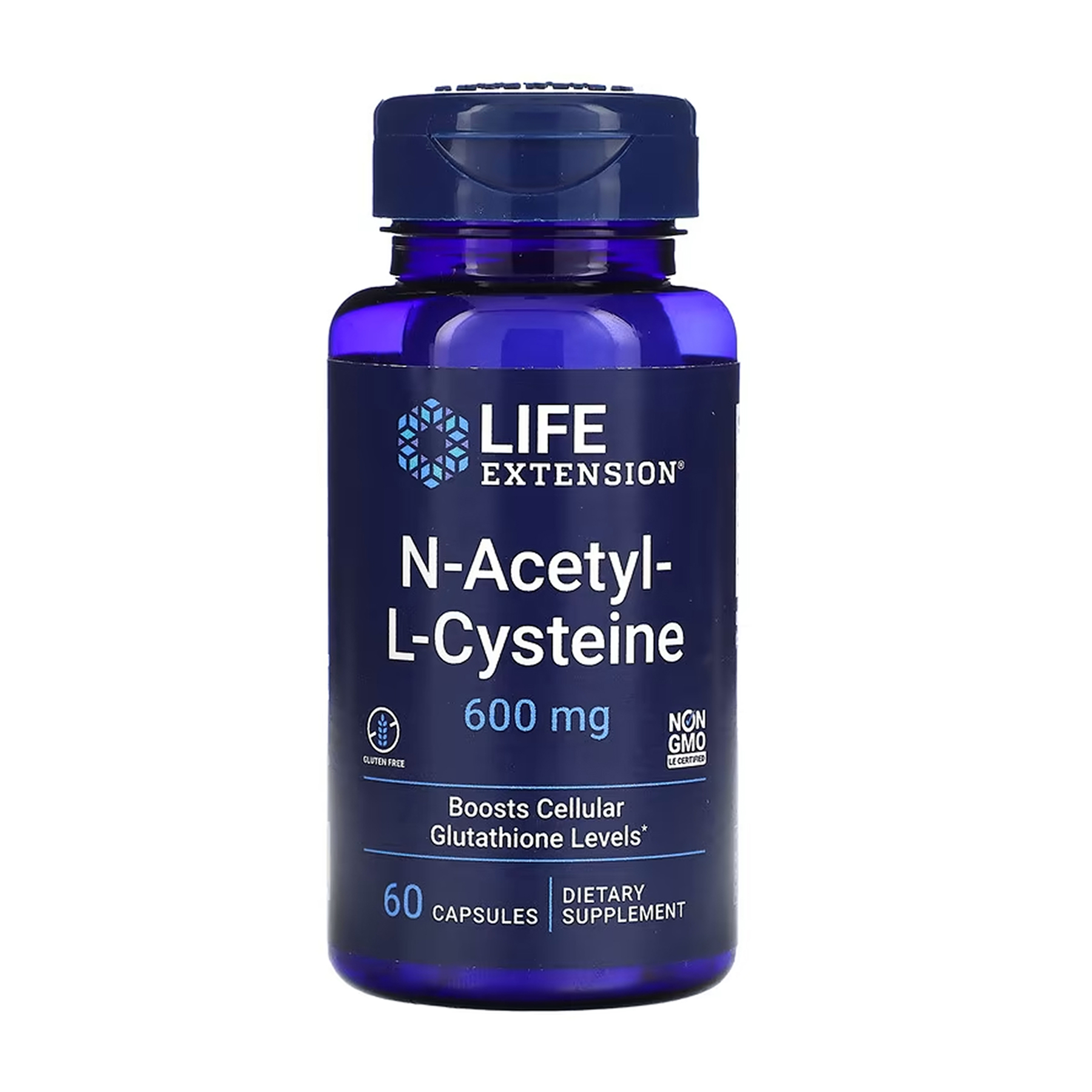 N-ацетил-L-цистеїн (NAC), Life Extension N-Acetyl-L-Cysteine (NAC), 600 мг, 60 капсул