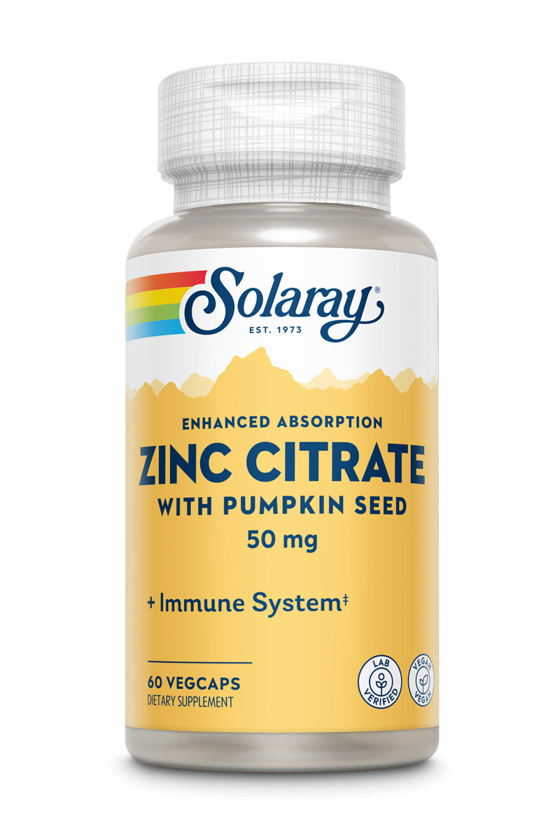 Цинк цитрат, Solaray Zinc Citrate, 50 мг, 60 вегетаріанських капсул