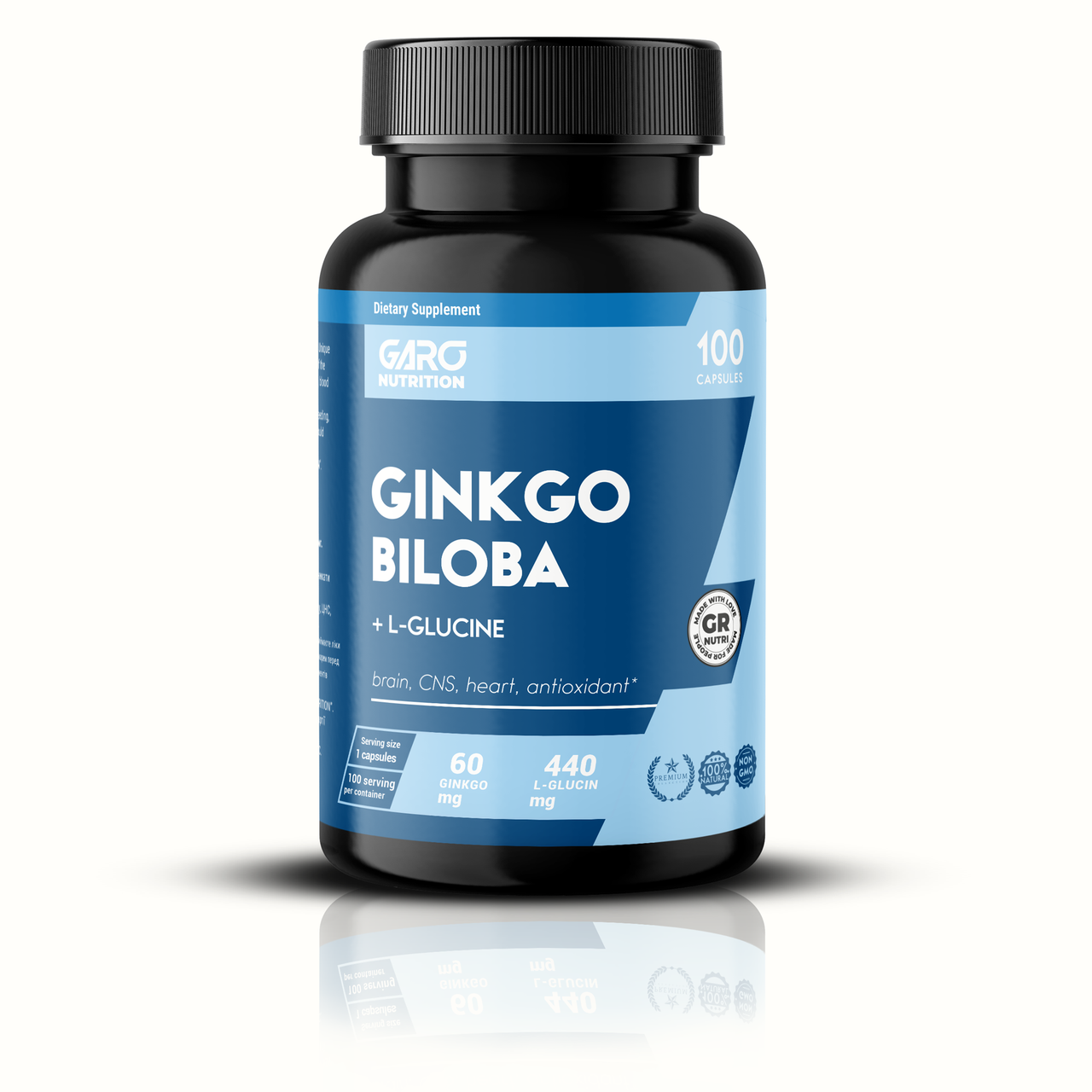 Гінкго білоба для мозку та пам'яті, Garo Nutrition Ginkgo Biloba, 60 мг, 100 капсул
