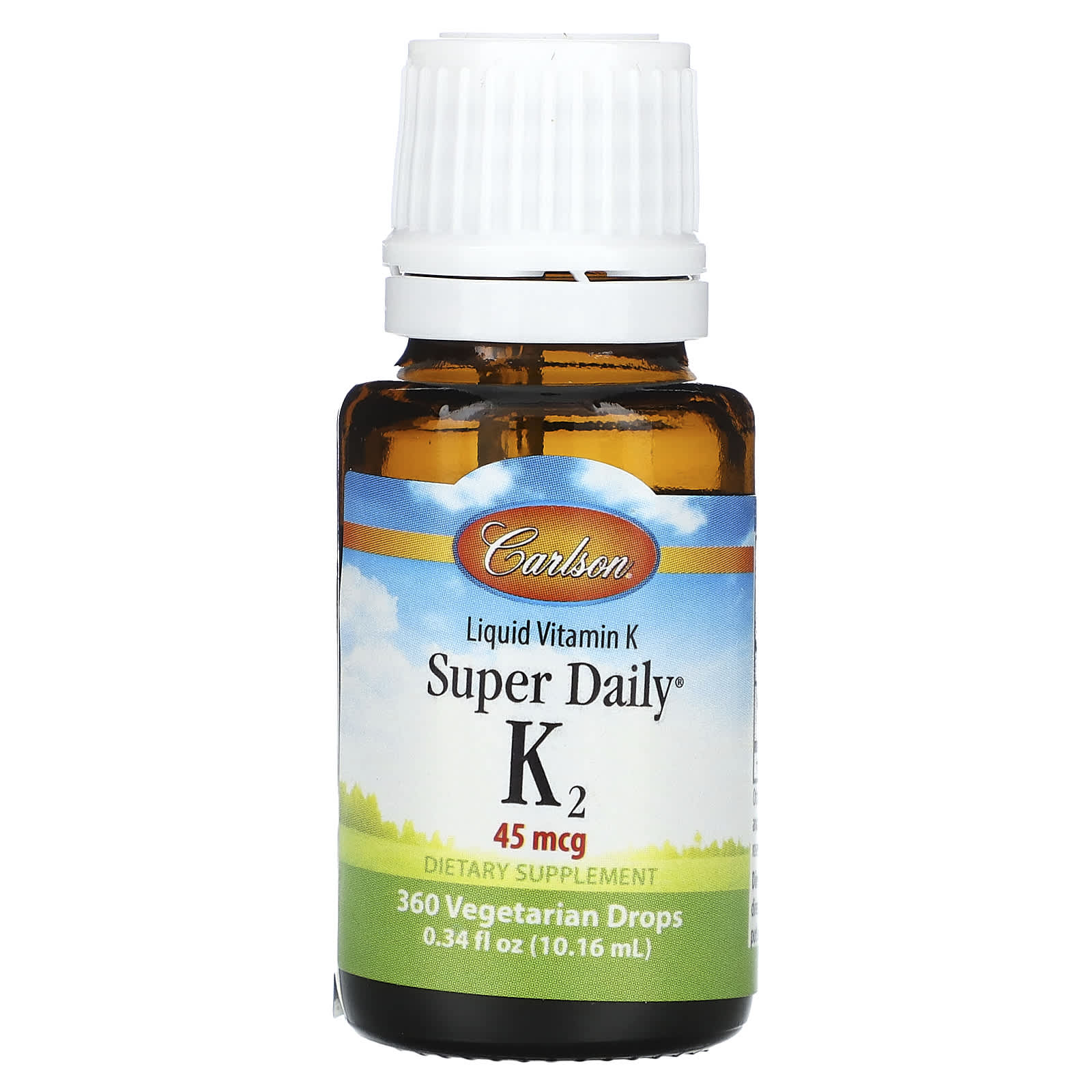 Вітамін К2 (менахінон), Carlson Labs Super Daily K2, 45 мкг, 10,16 мл
