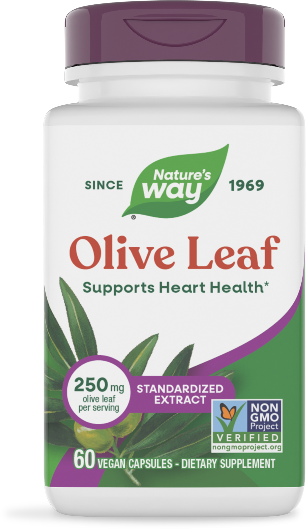 Екстракт листя оливи, Nature's Way Premium Extract Olive Leaf, 250 мг, 60 вегетаріанських капсул