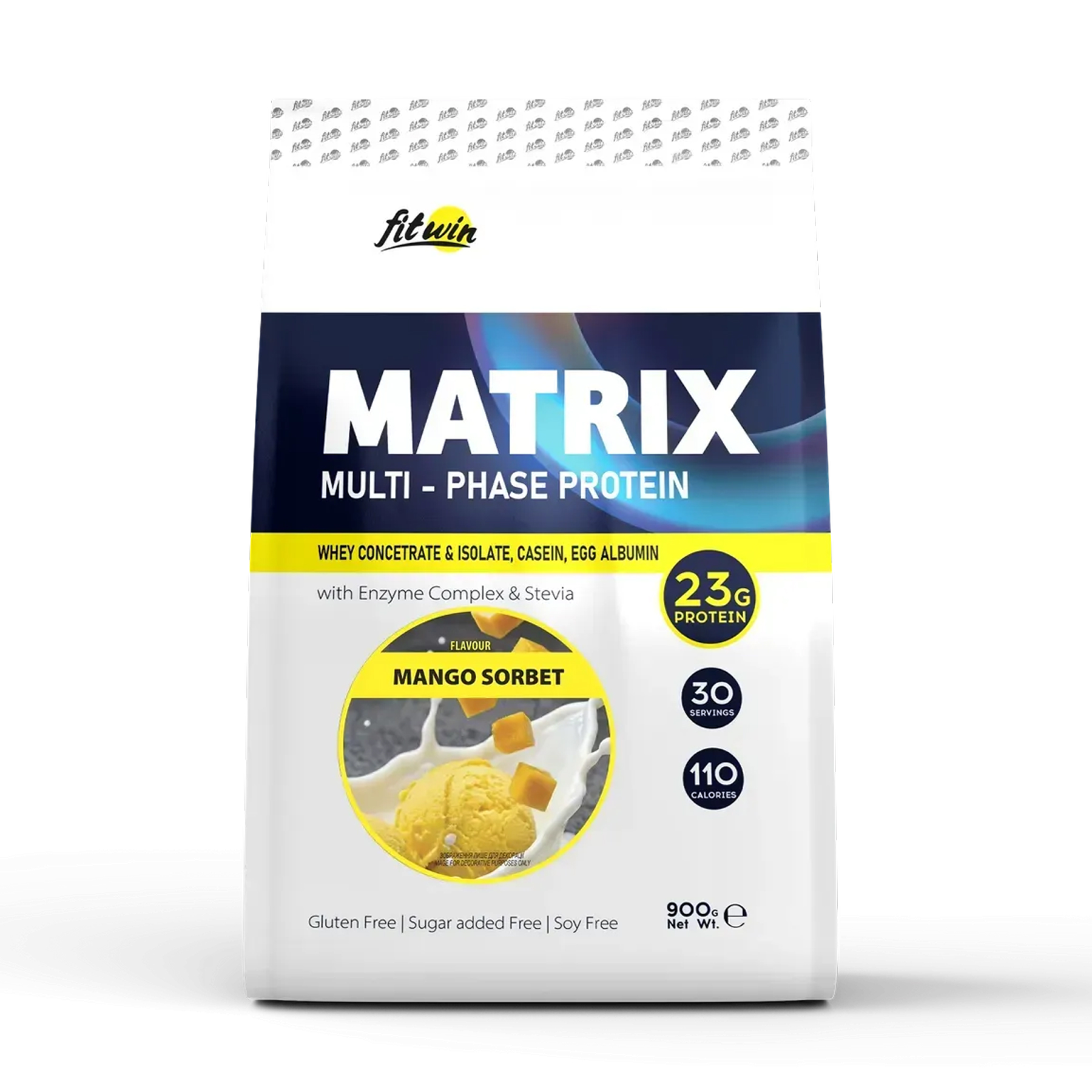 Протеїн комплексний багатофазний, FitWin Matrix Multi-Phase Protein, 900 г (Манговий сорбет)