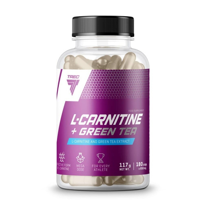 L-карнітин з екстрактом зеленого чаю, TREC nutrition L-Carnitine + Green tea, 180 капсул