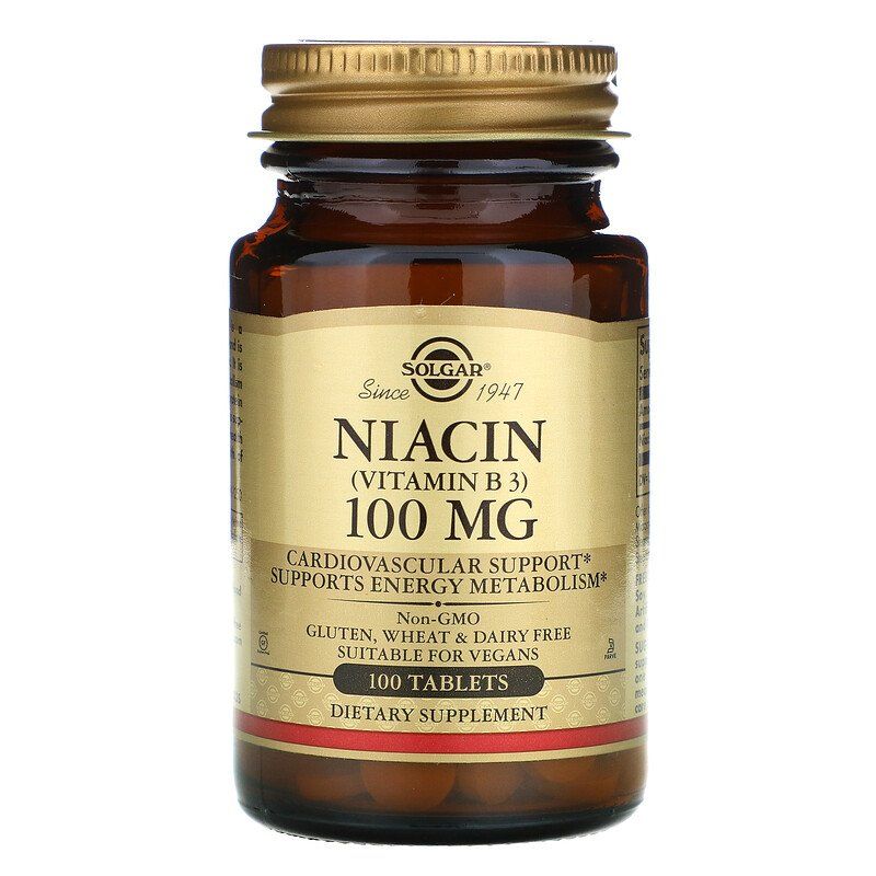 Вітамін B3 (ніацин), Solgar Niacin (Vitamin B3), 100 мг, 100 таблеток