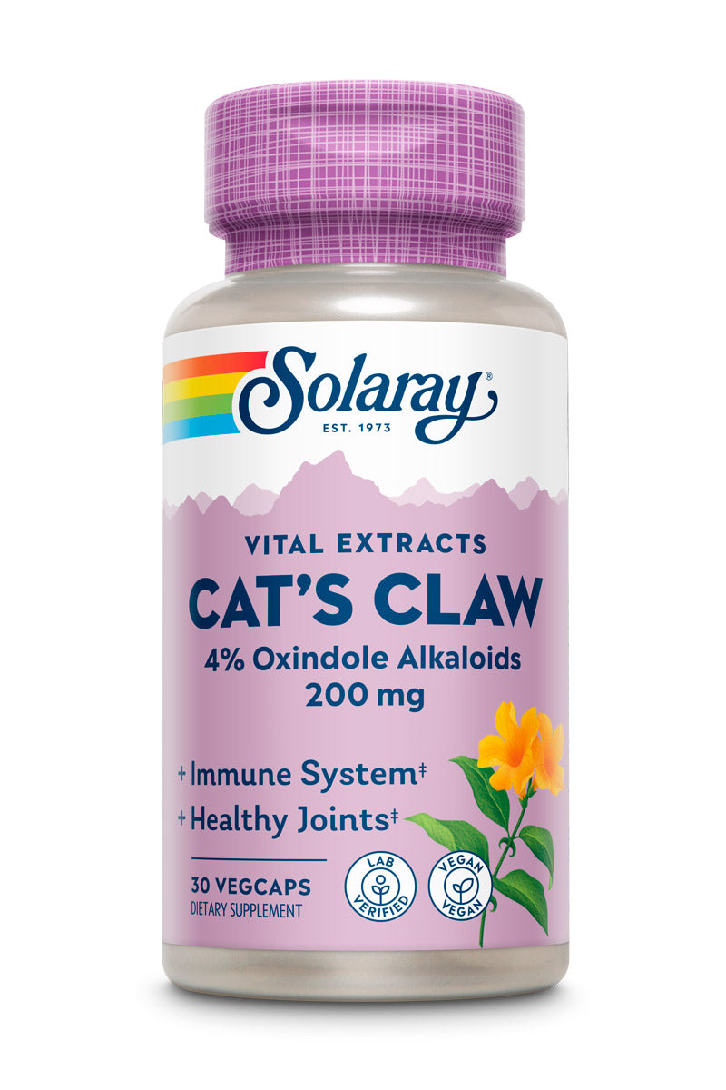 Екстракт котячого кігтя, Solaray Cat's Claw, 200 мг, 30 вегетаріанських капсул