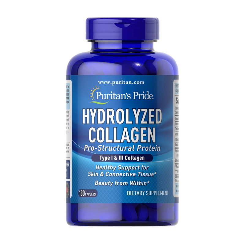 Колаген гідролізований, Puritan's Pride Hydrolyzed Collagen 1000 mg, 180 капсул