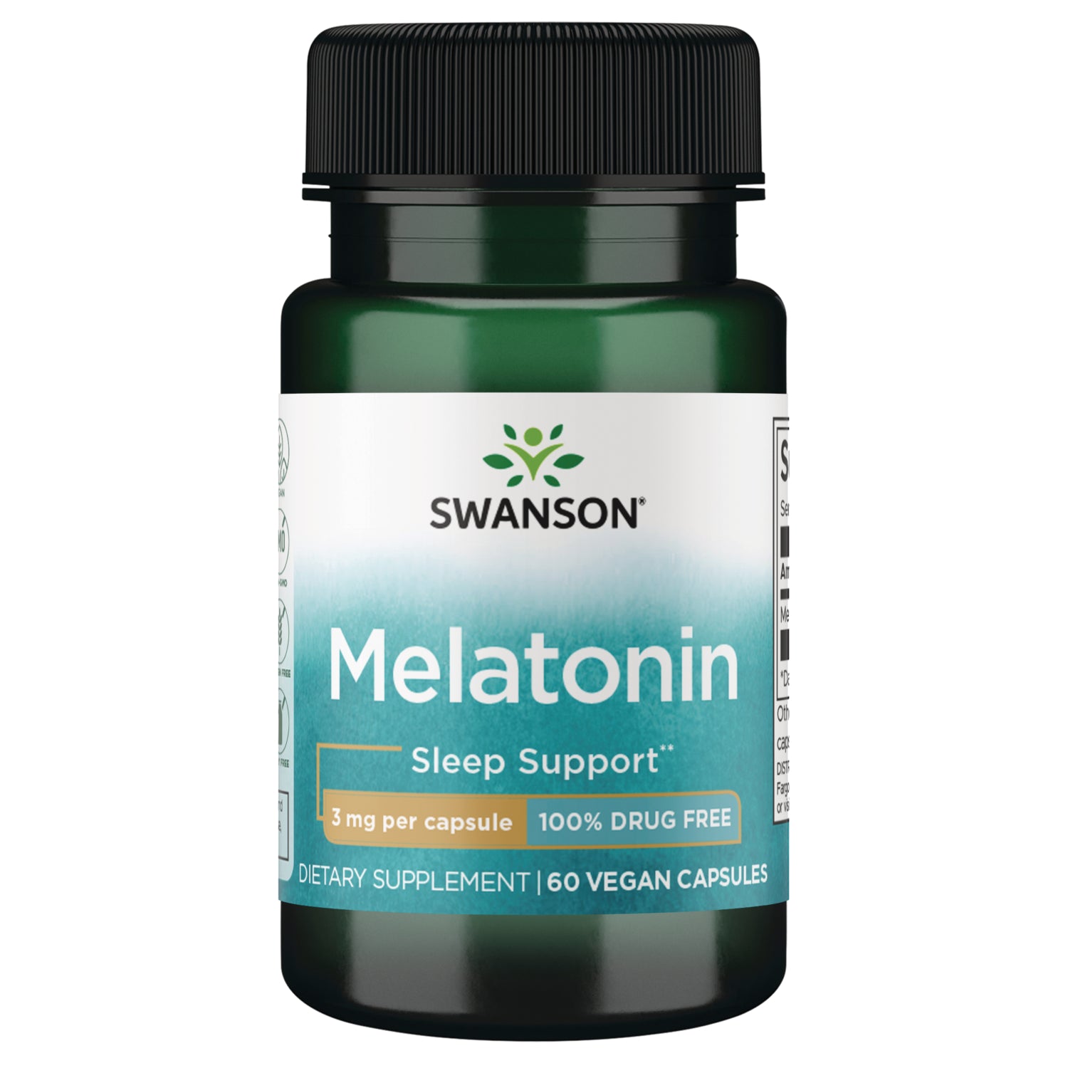 Мелатонін, Swanson Melatonin, 3 мг, 60 капсул