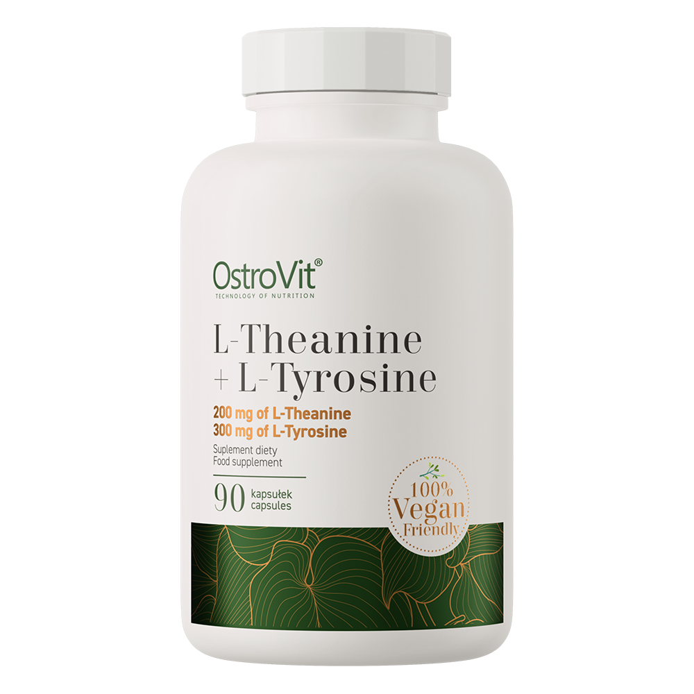 Амінокислоти L-теанін та L-тирозин, OstroVit L-Theanine + L-Tyrosine, 90 капсул
