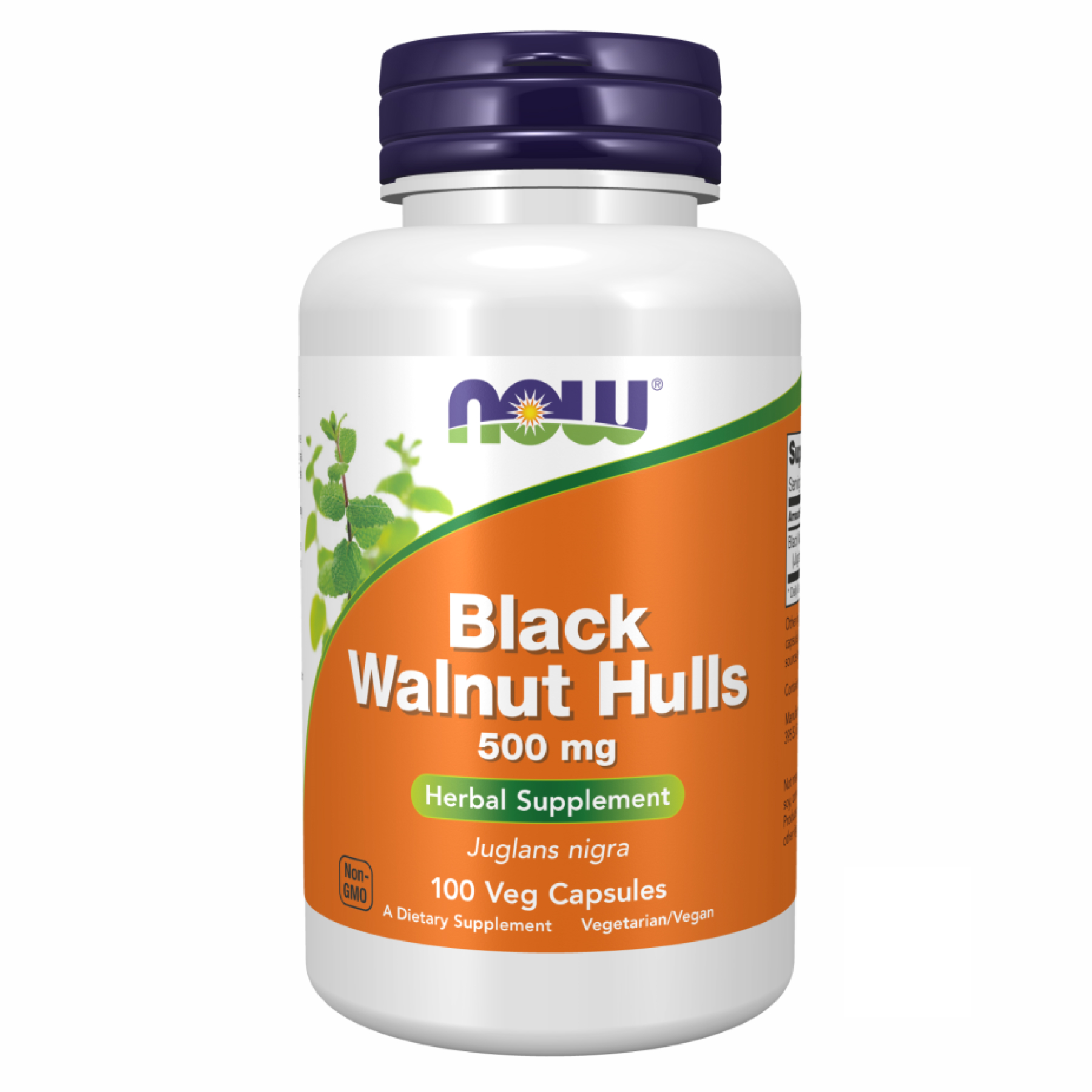 Чорний горіх, Now Foods Black Walnut Hulls, 500 мг, 100 вегетаріанських капсул