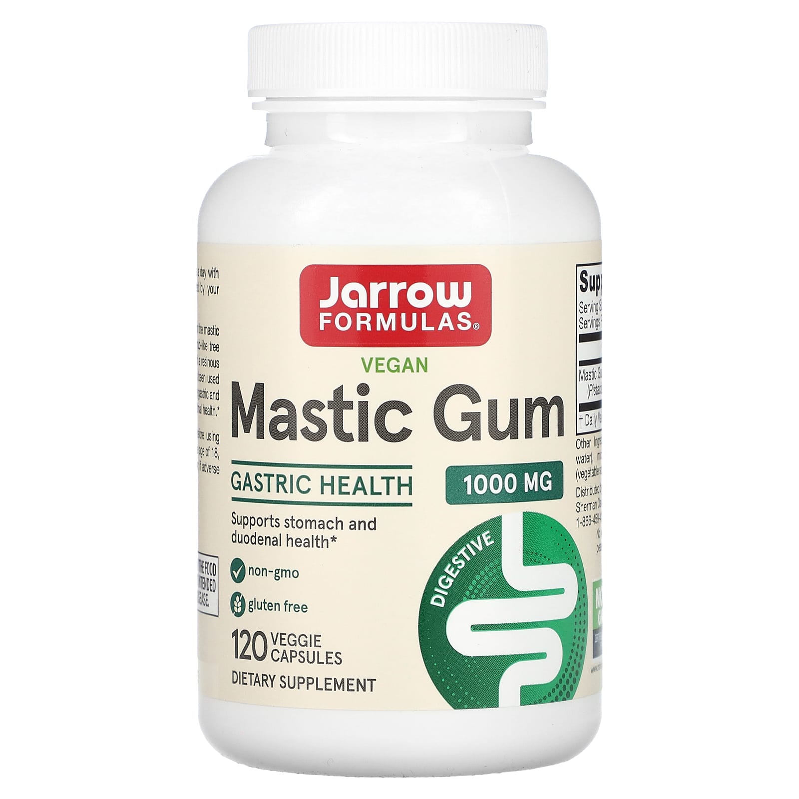 Смола мастикового дерева, Jarrow Formulas Mastic Gum, 500 мг, 120 вегетаріанських капсул