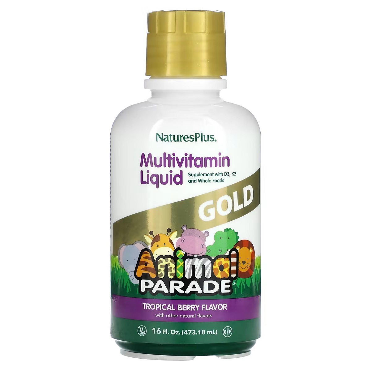 Рідкі дитячі мультивітаміни, Natures Plus Animal Parade Gold, 473 мл (Тропічний)