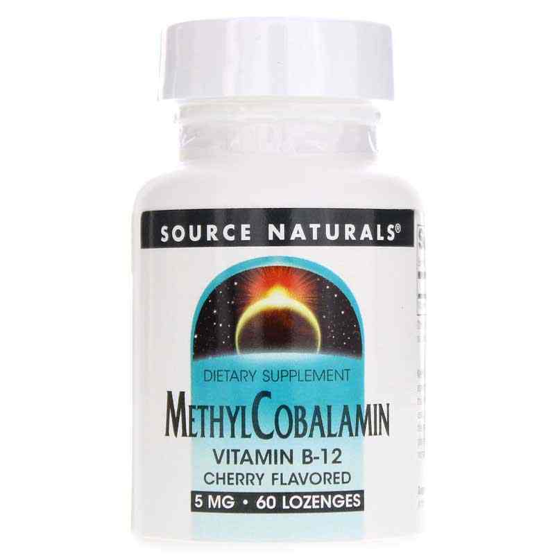 Вітамін В12 (метилкобаламін), Source Naturals MethylCobalamin, 5 мг, 60 льодяників (вишня)