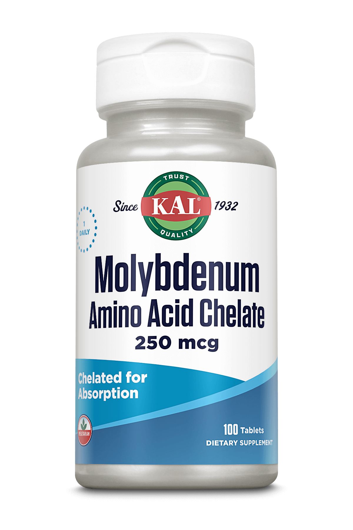 Молібден амінокислотний хелат, Kal Molybdenum Amino Acid Chelate, 250 мкг, 100 таблеток
