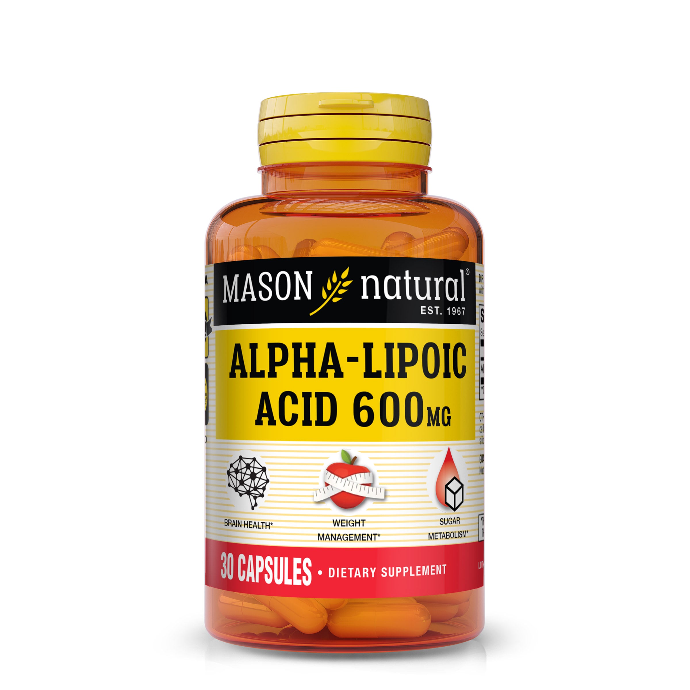 Альфа-ліпоєва кислота, Mason Natural Alpha-Lipoic Acid, 600 мг, 30 капсул