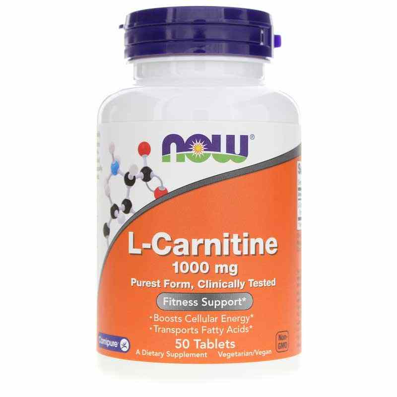 L-карнітин, Now Foods L-Carnitine, 1000 мг, 50 таблеток