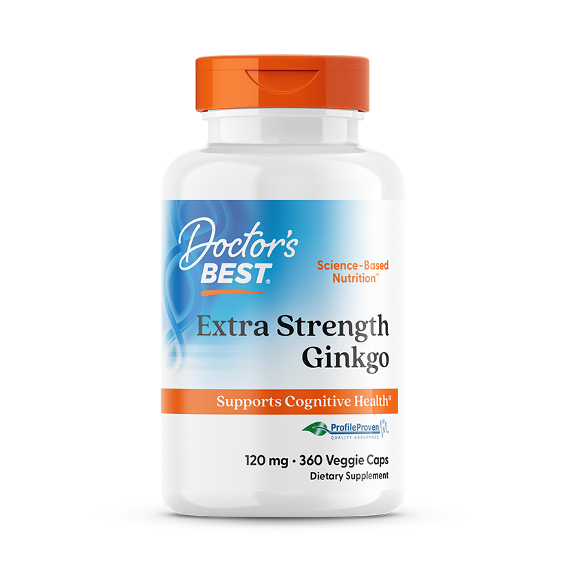 Гінкго білоба, Doctor's Best Extra Strength Ginkgo, 120 мг, 360 вегетаріанських капсул