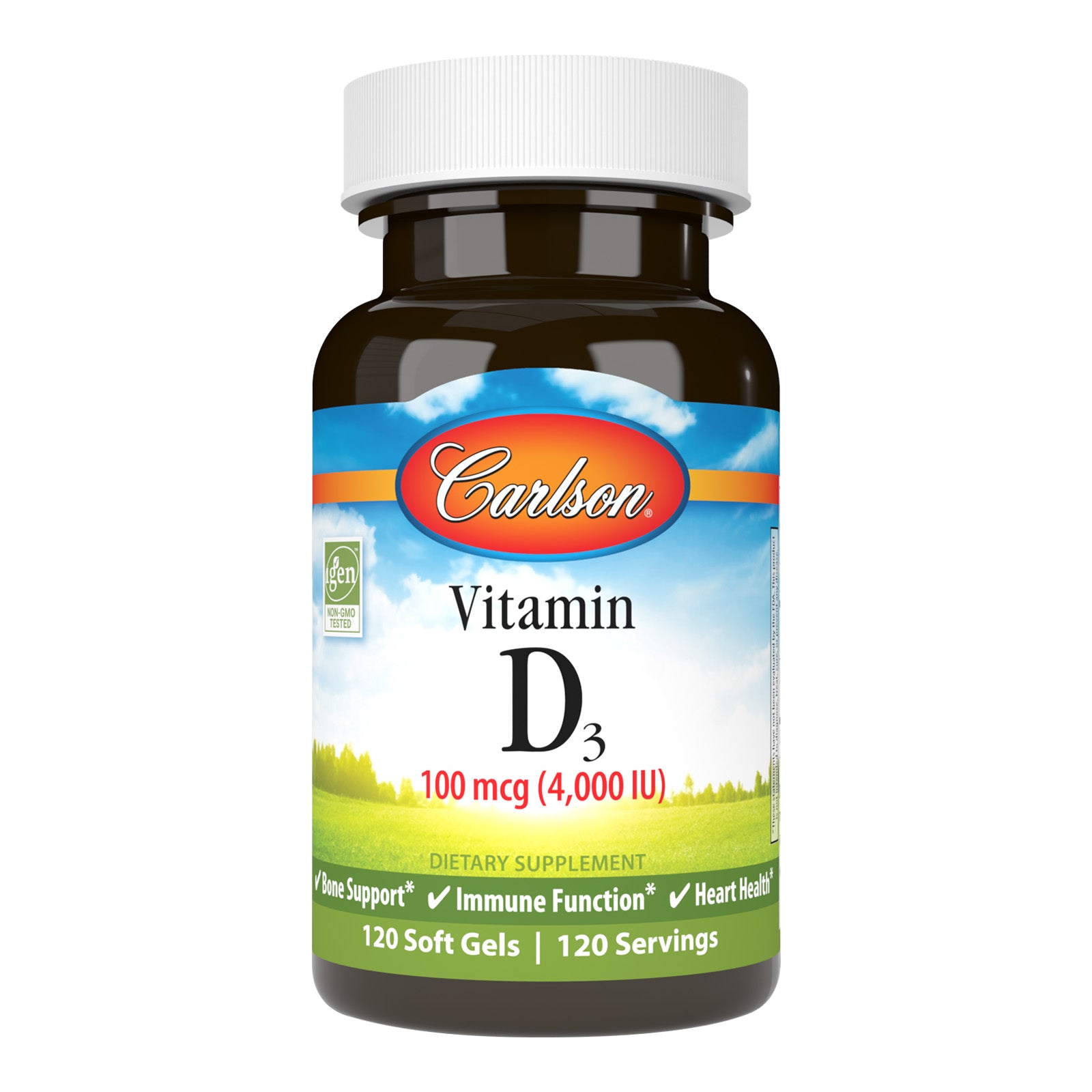 Вітамін D3, Carlson Labs Vitamin D3, 4000 МО, 120 м'яких капсул