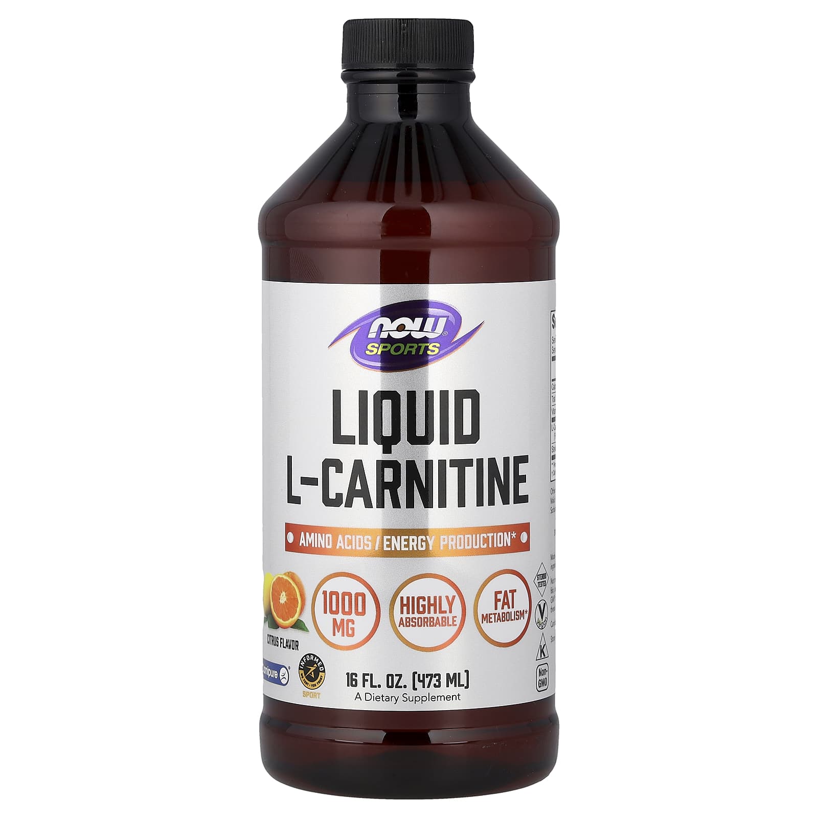 L-карнітин рідкий, Now Foods L-Carnitine Liquid, 1000 мг, 473 мл (Цитрус)