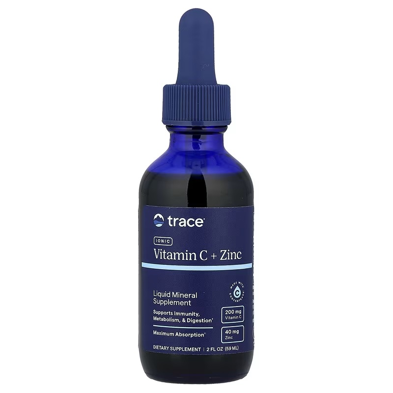 Вітамін C та Цинк іонізовані, Trace Minerals Research Ionic Vitamin C+Zinc, 59 мл