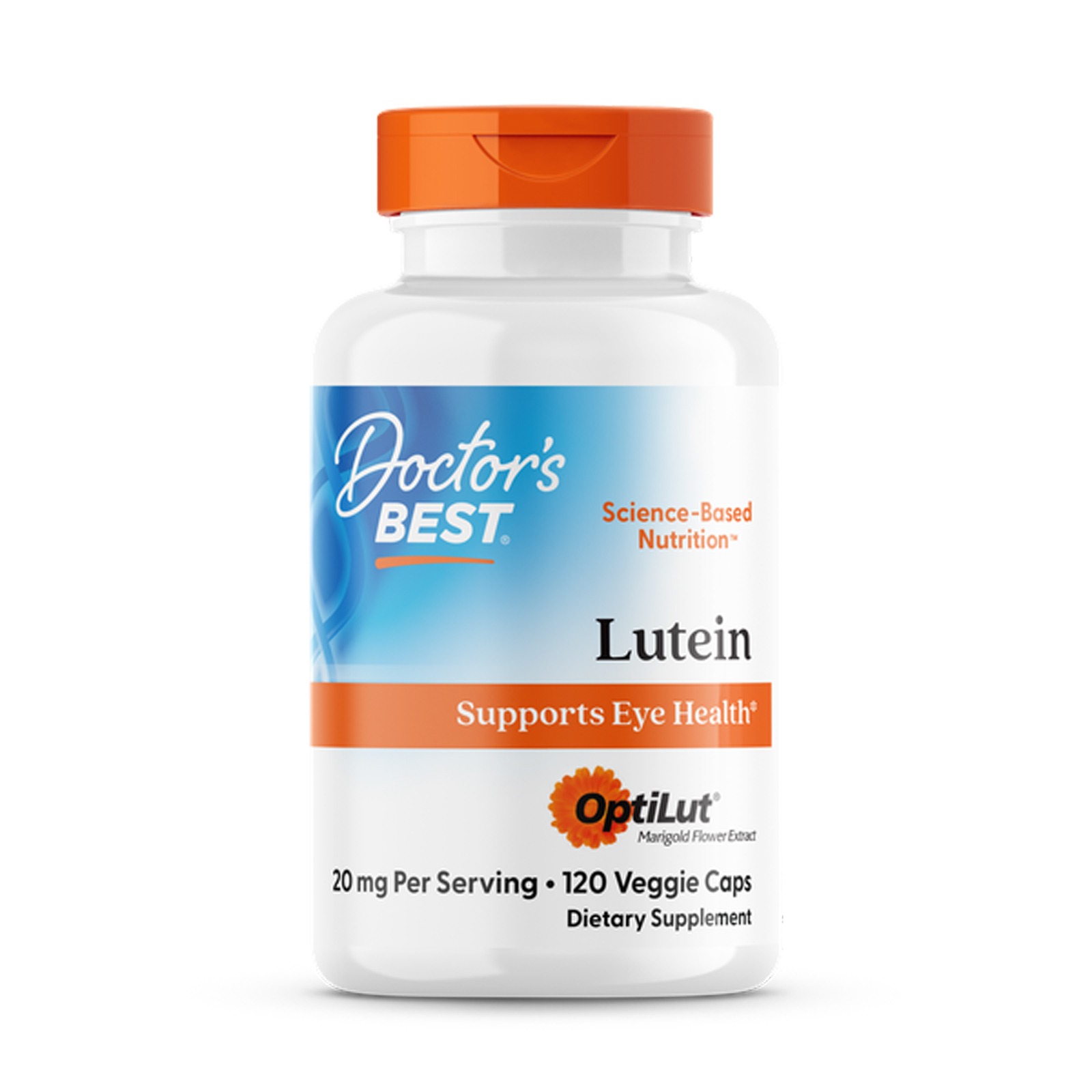 Лютеїн, Doctor's Best Lutein with OptiLut, 10 мг, 120 вегетаріанських капсул