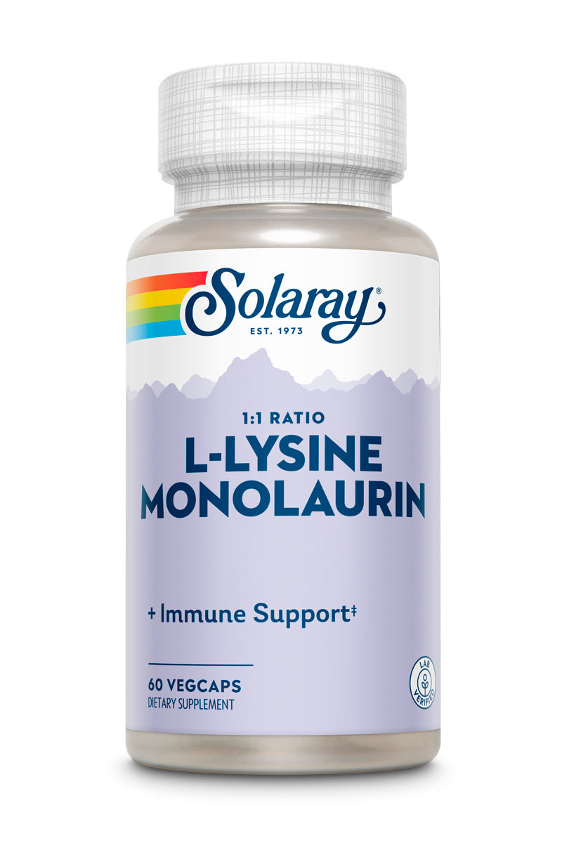 L-лізин та монолаурин, Solaray L-Lysine Monolaurin 1:1 Ratio, 60 вегетаріанських капсул