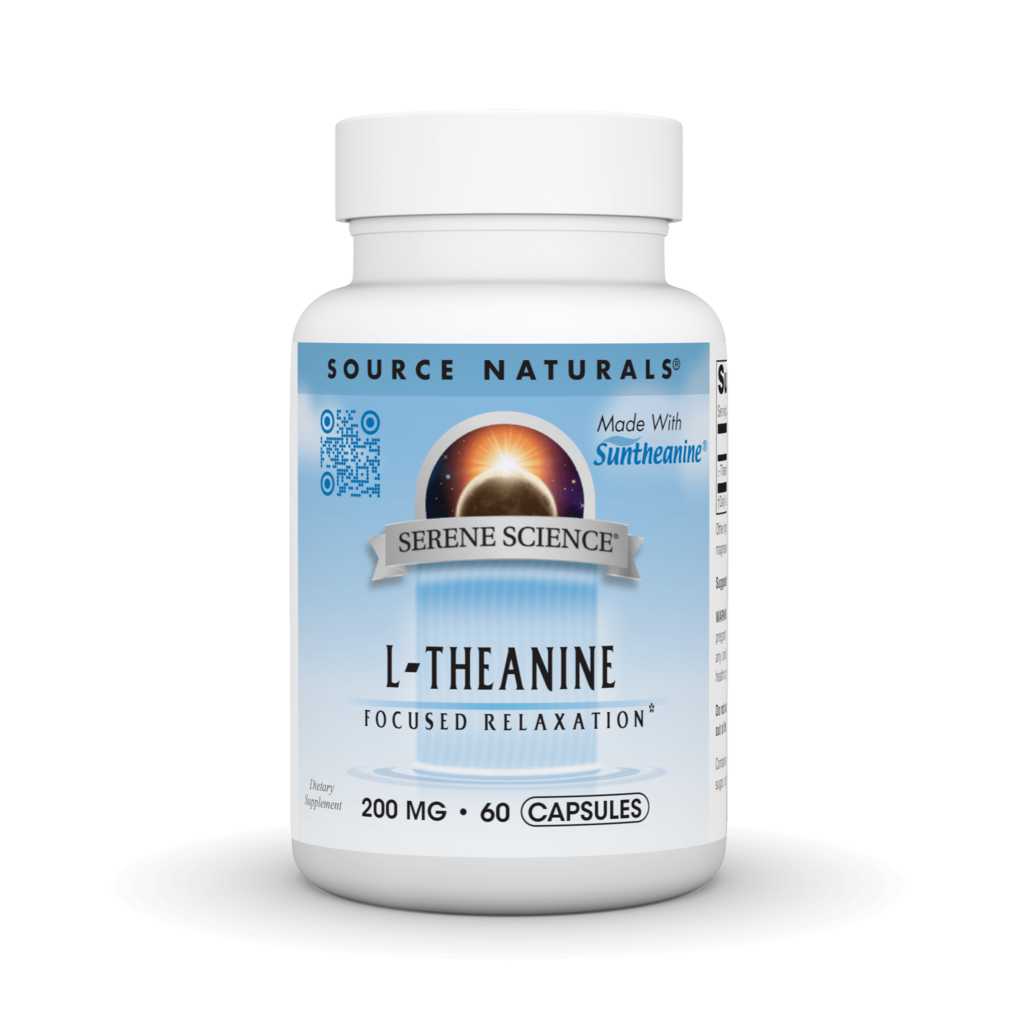 Теанін 200мг, Serene Science, Source Naturals, 60 капсул