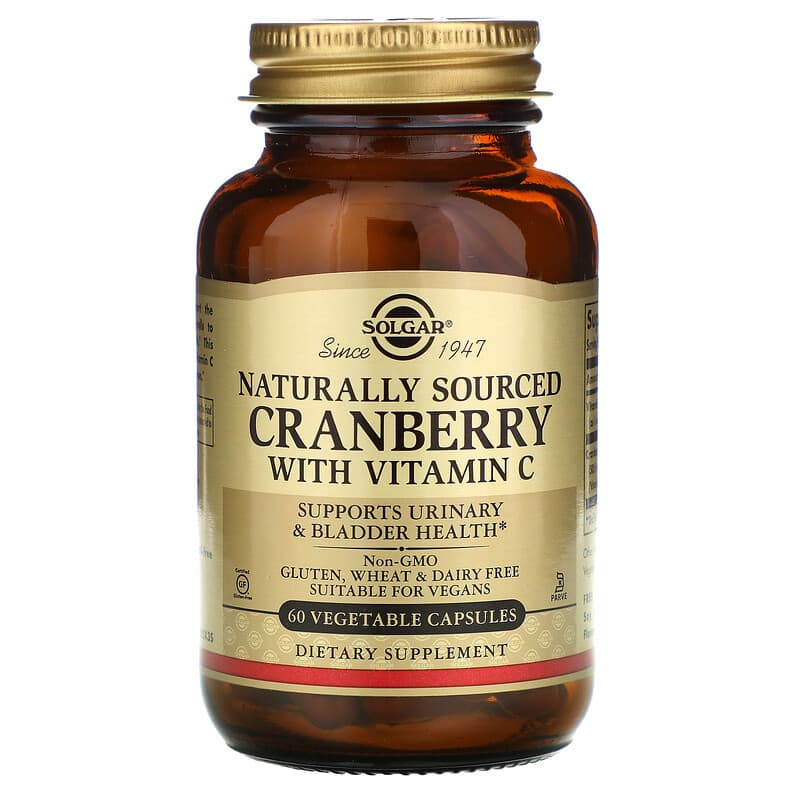 Журавлина з вітаміном С, Solgar Natural Cranberry with Vitamin C, 60 вегетаріанських капсул (Натуральний)