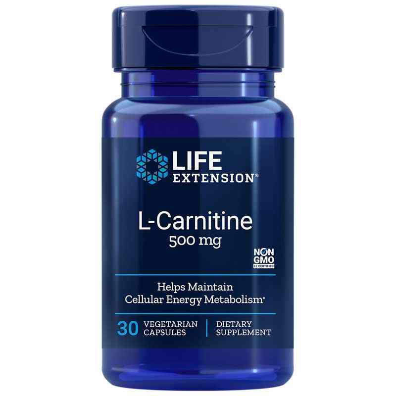 L-Карнітин, Life Extension L-Carnitine, 500 мг, 30 вегетаріанських капсул