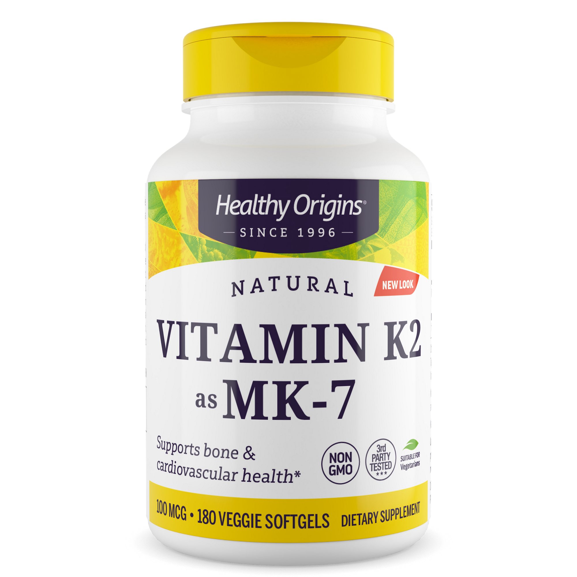 Вітамін K2 у формі MK7, Healthy Origins Natural Vitamin K2 MK-7, 100 мкг, 180 м'яких капсул