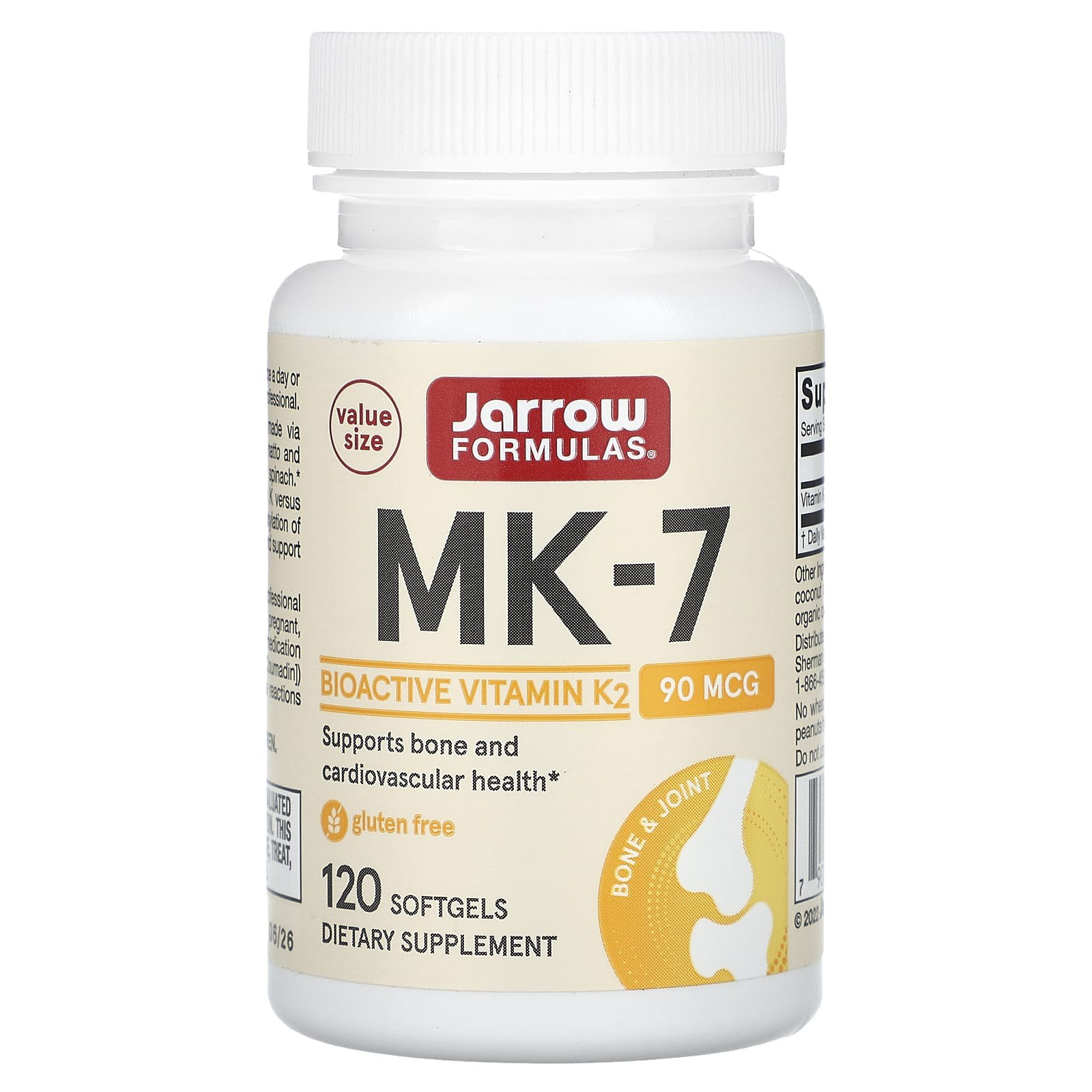 Вітамін К2 МК-7, Jarrow Formulas MK-7, 90 мкг, 120 м'яких капсул